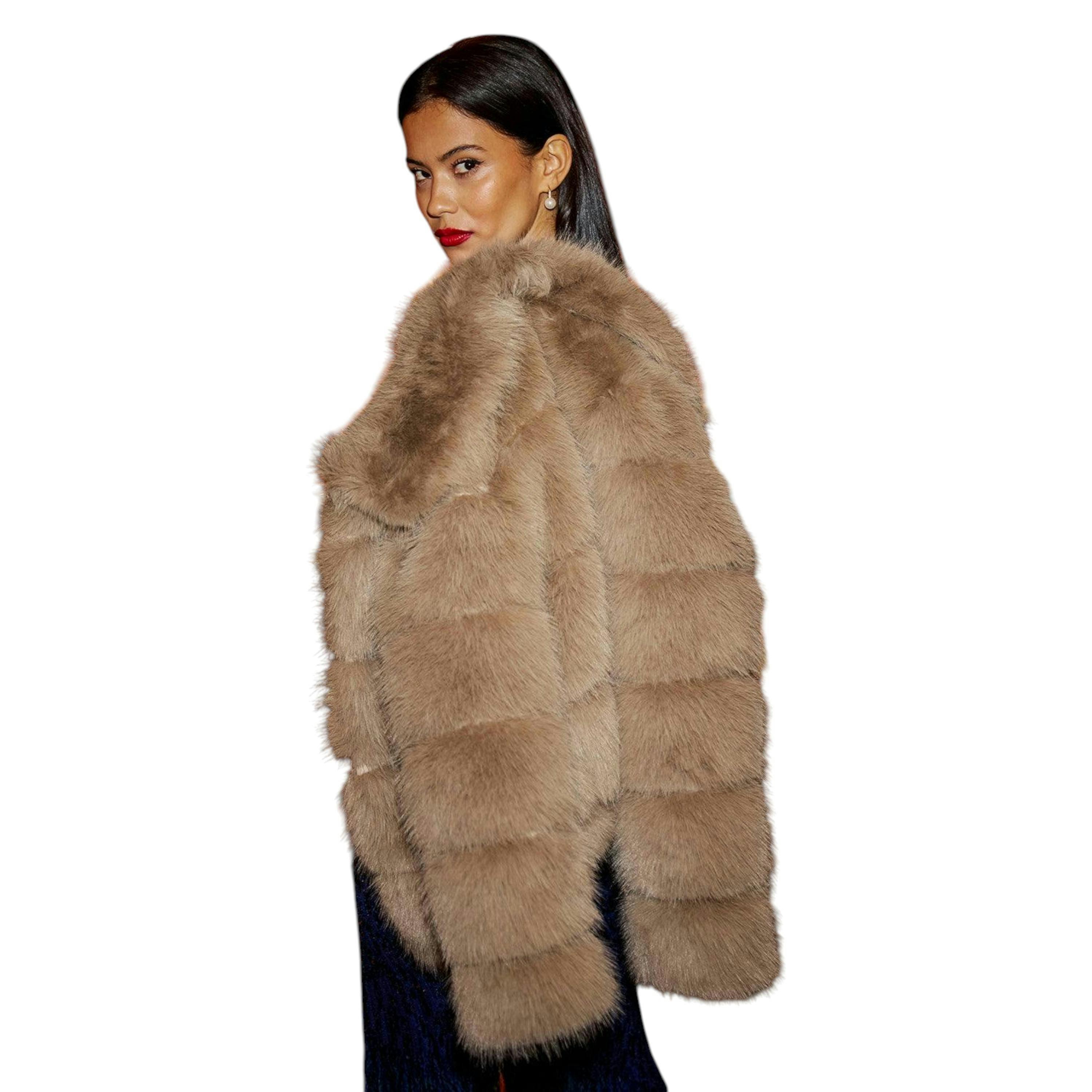 Yumi Coffee Luxe Faur Fur Coat , view 4 of 6