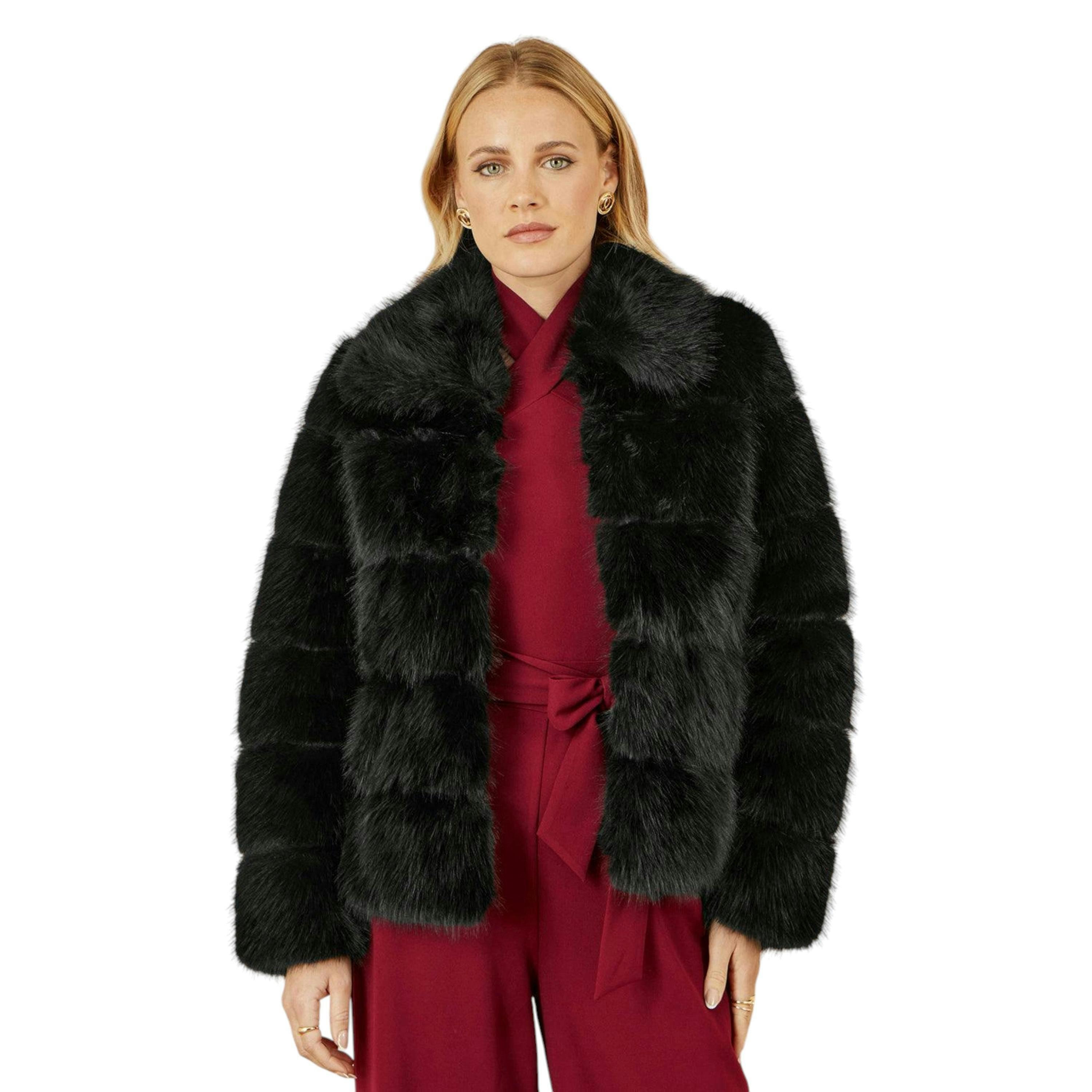Yumi Black Luxe Faur Fur Coat , view 1 of 5