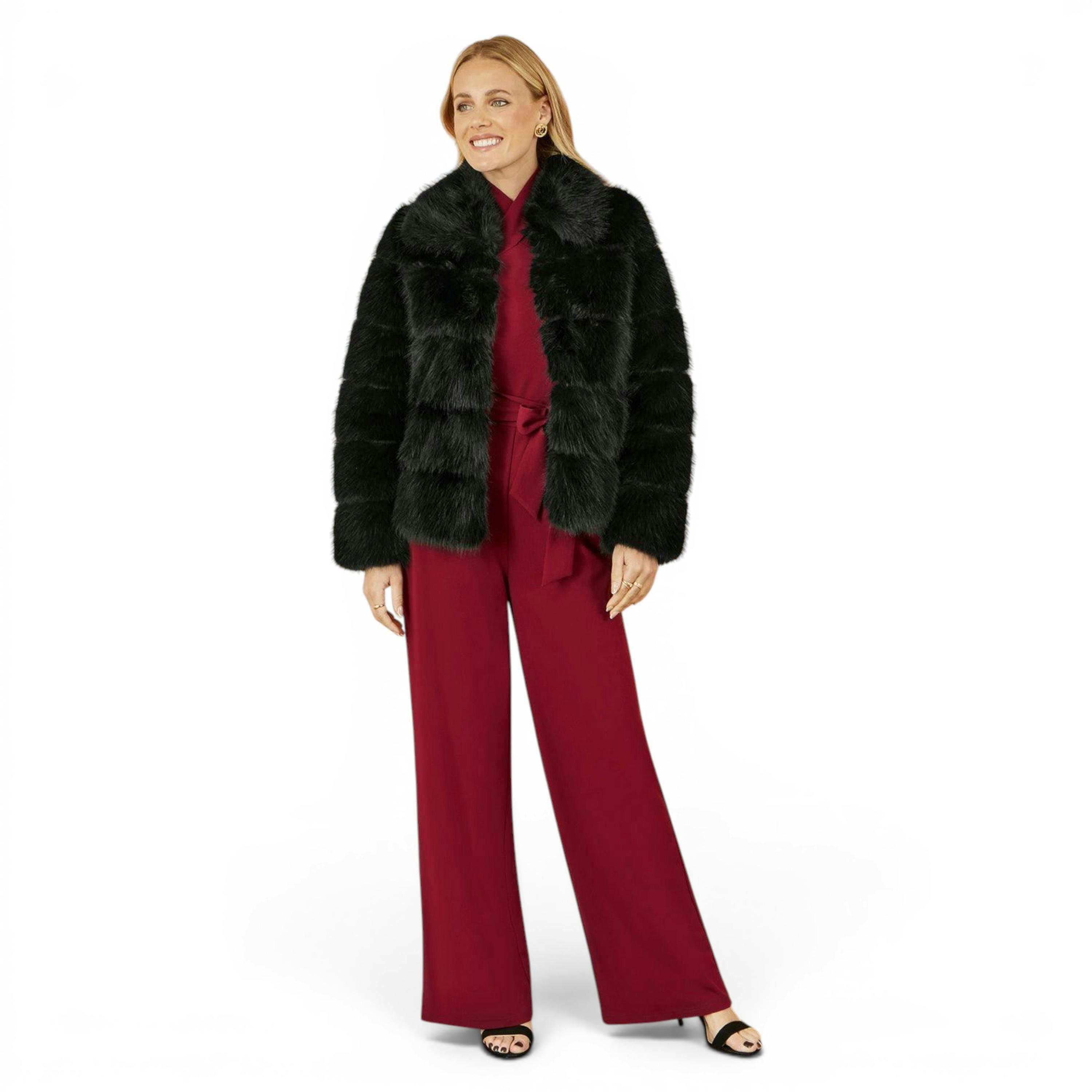 Yumi Black Luxe Faur Fur Coat , view 2 of 5