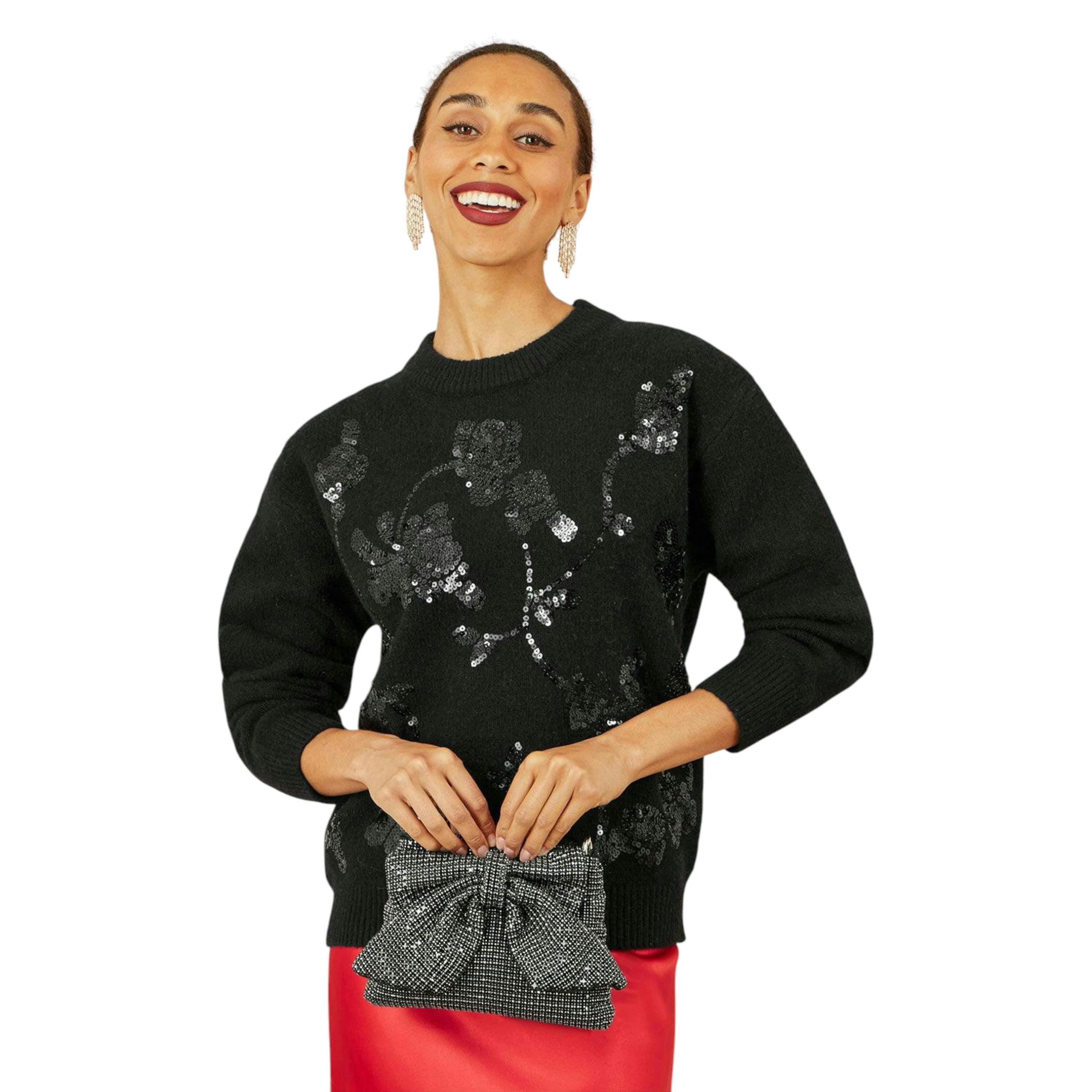 Yumi Black Rhinestone Bow Bag , view 2 of 3