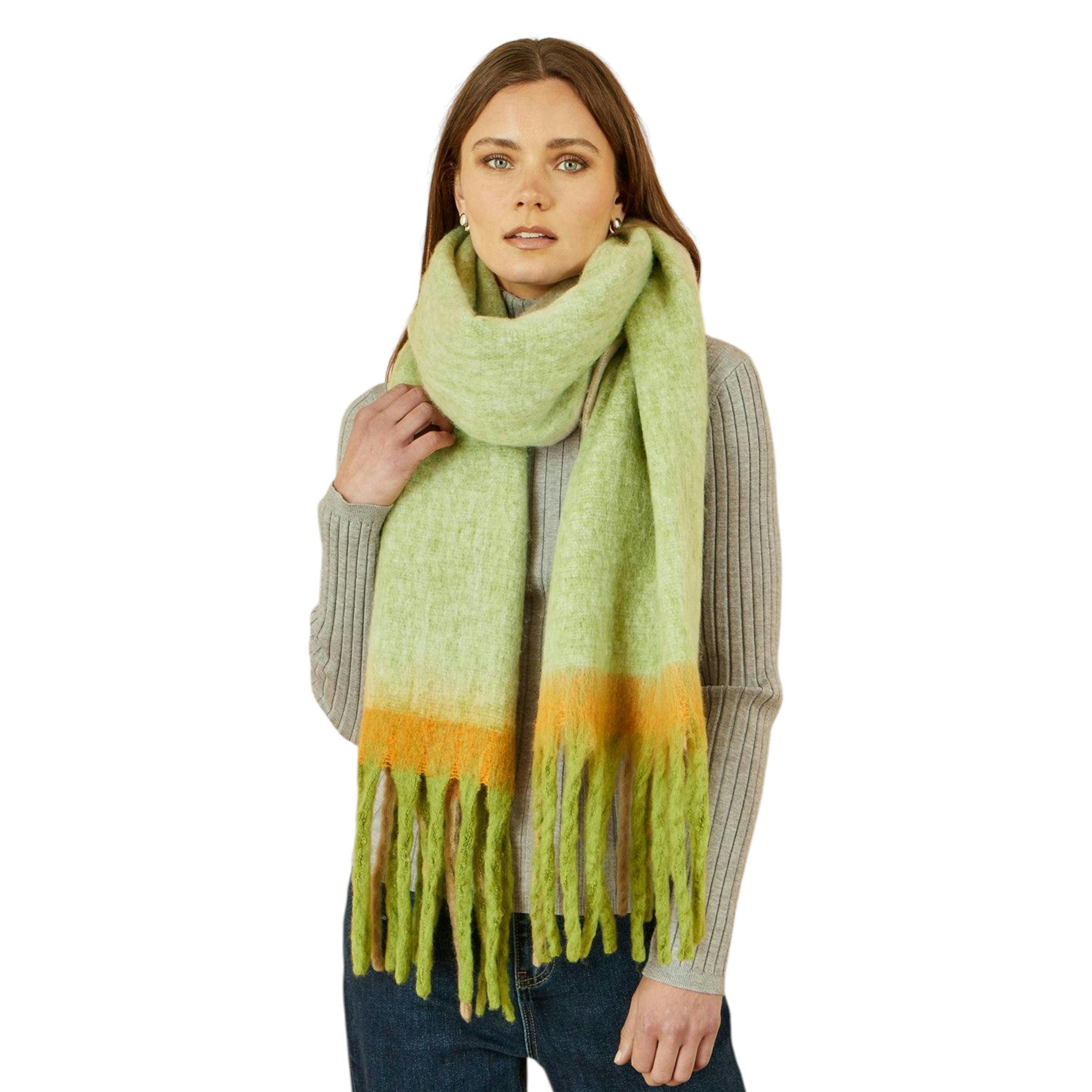Yumi Green Colour Block Scarf , view 1 of 1