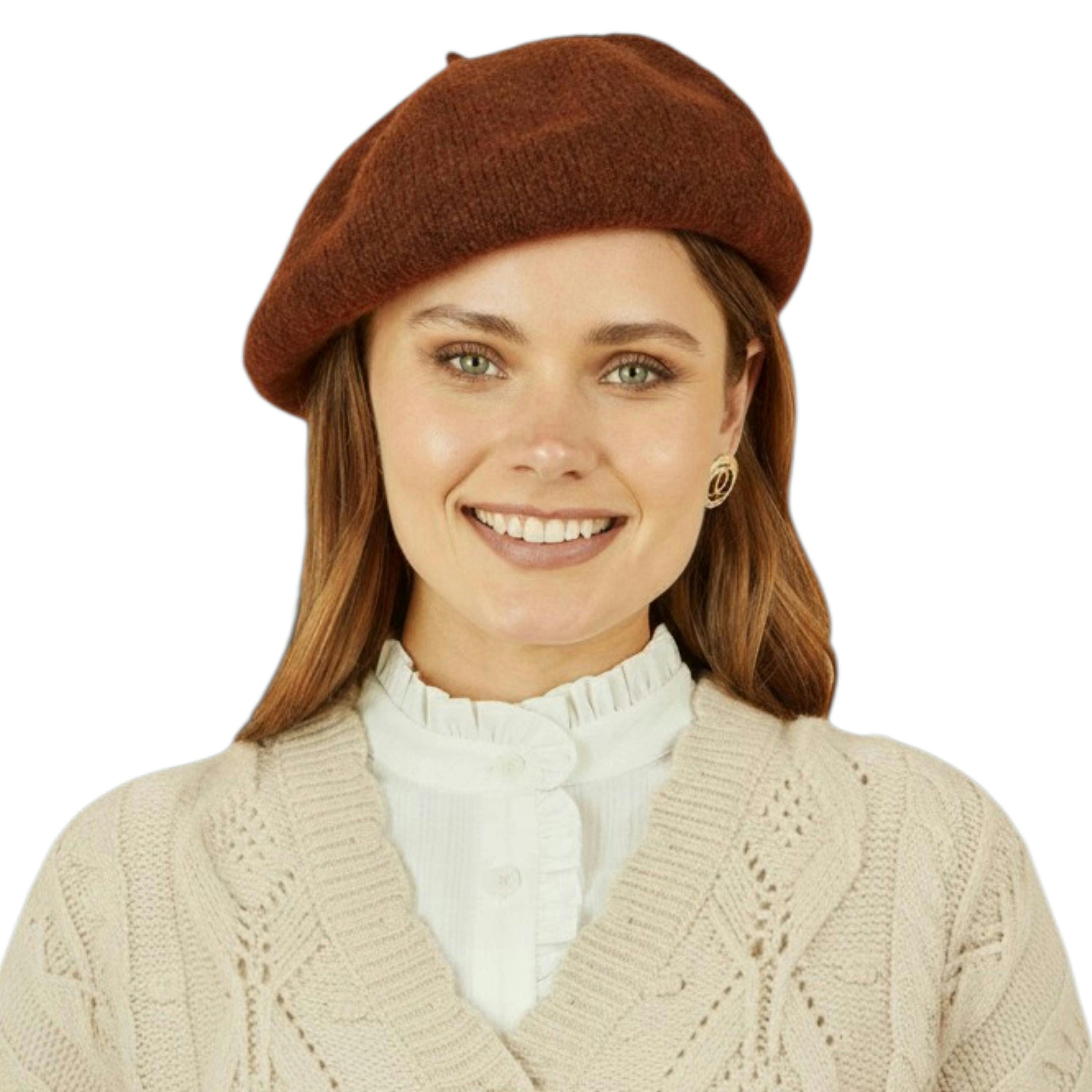 Yumi Brown Soft Knitted Beret , view 1 of 1