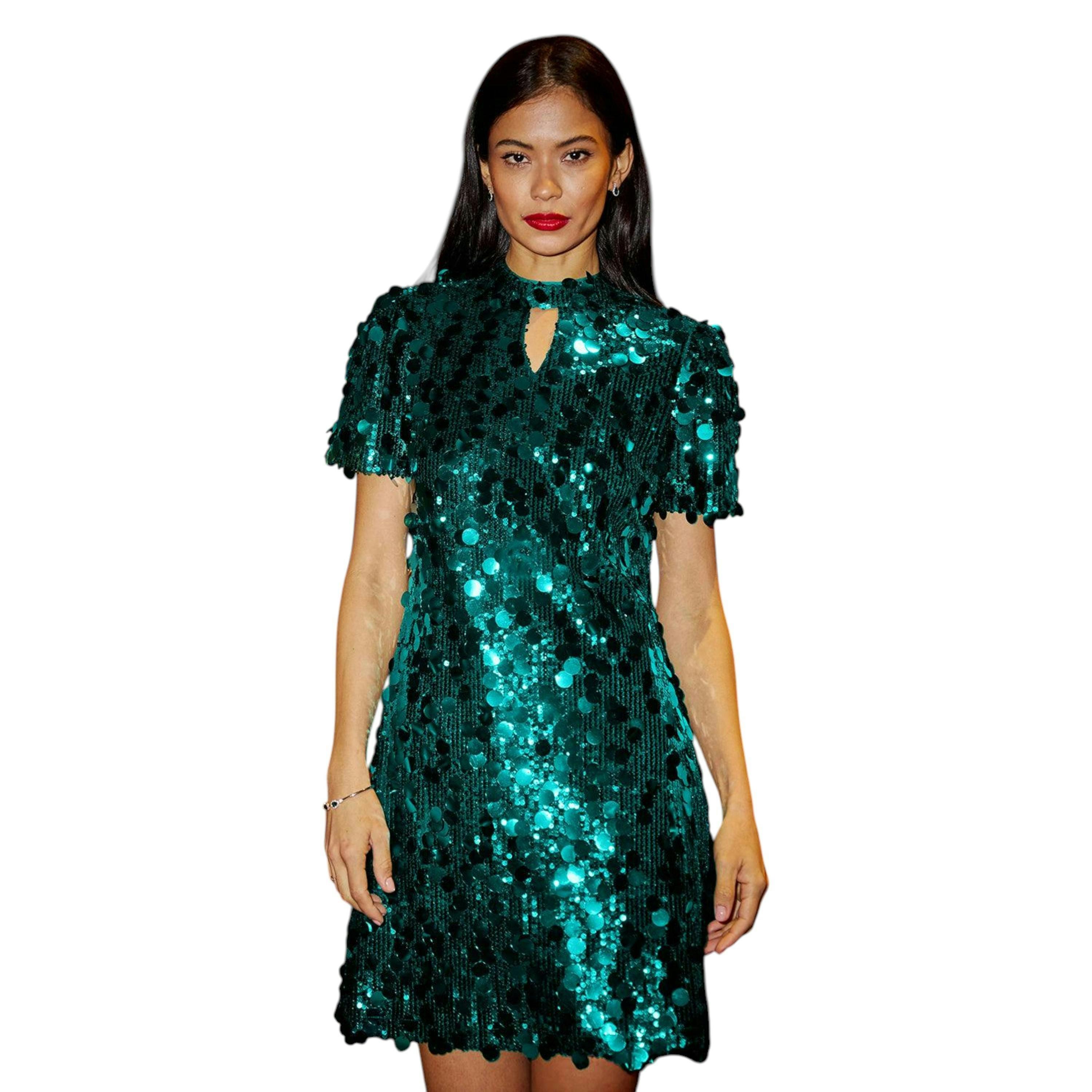 Yumi Green Big Sequin Tunic With Keyhole Neckline , view 4 of 6
