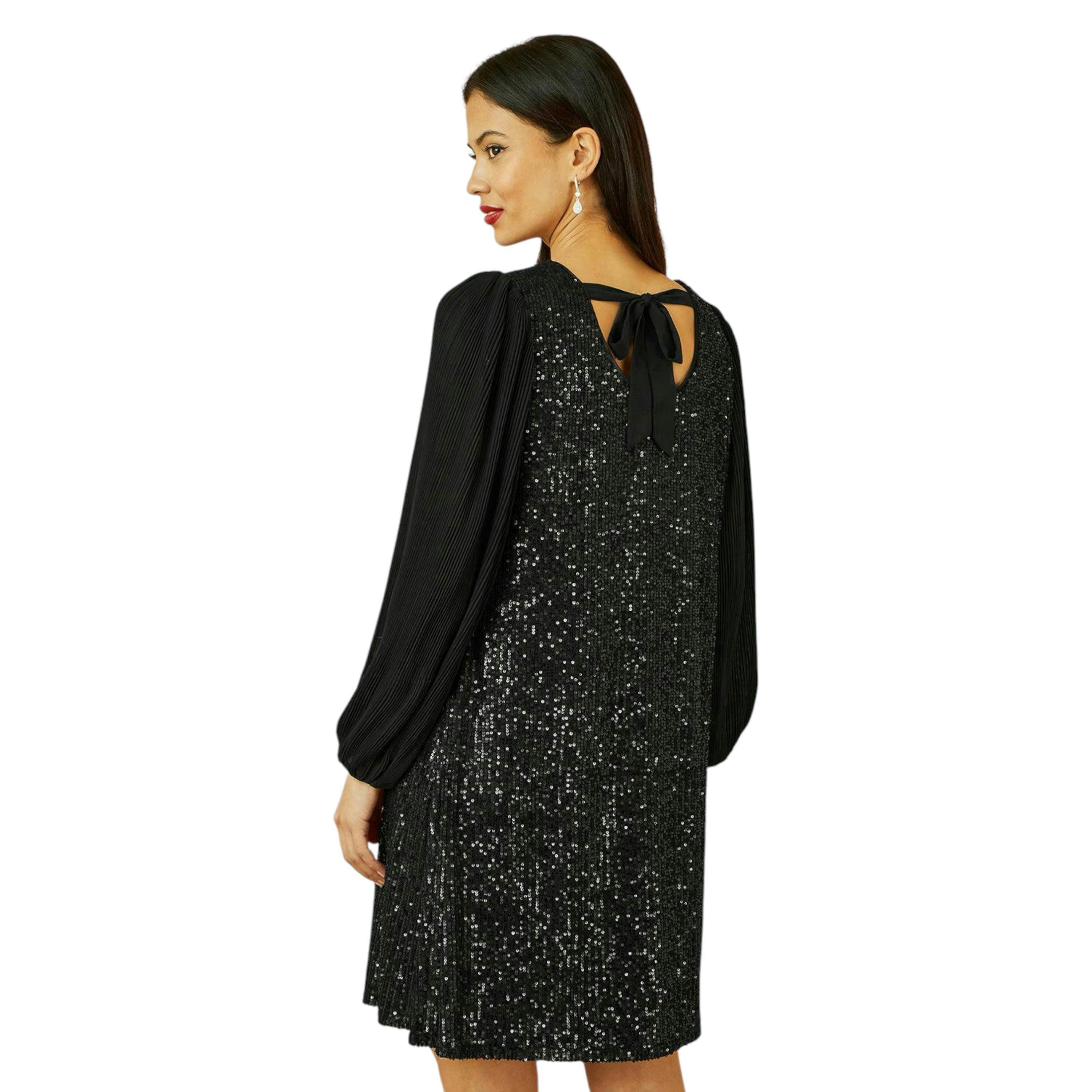 Yumi Black Velvet Sequin Tunic With Long Pleated Sleeves , view 5 of 6