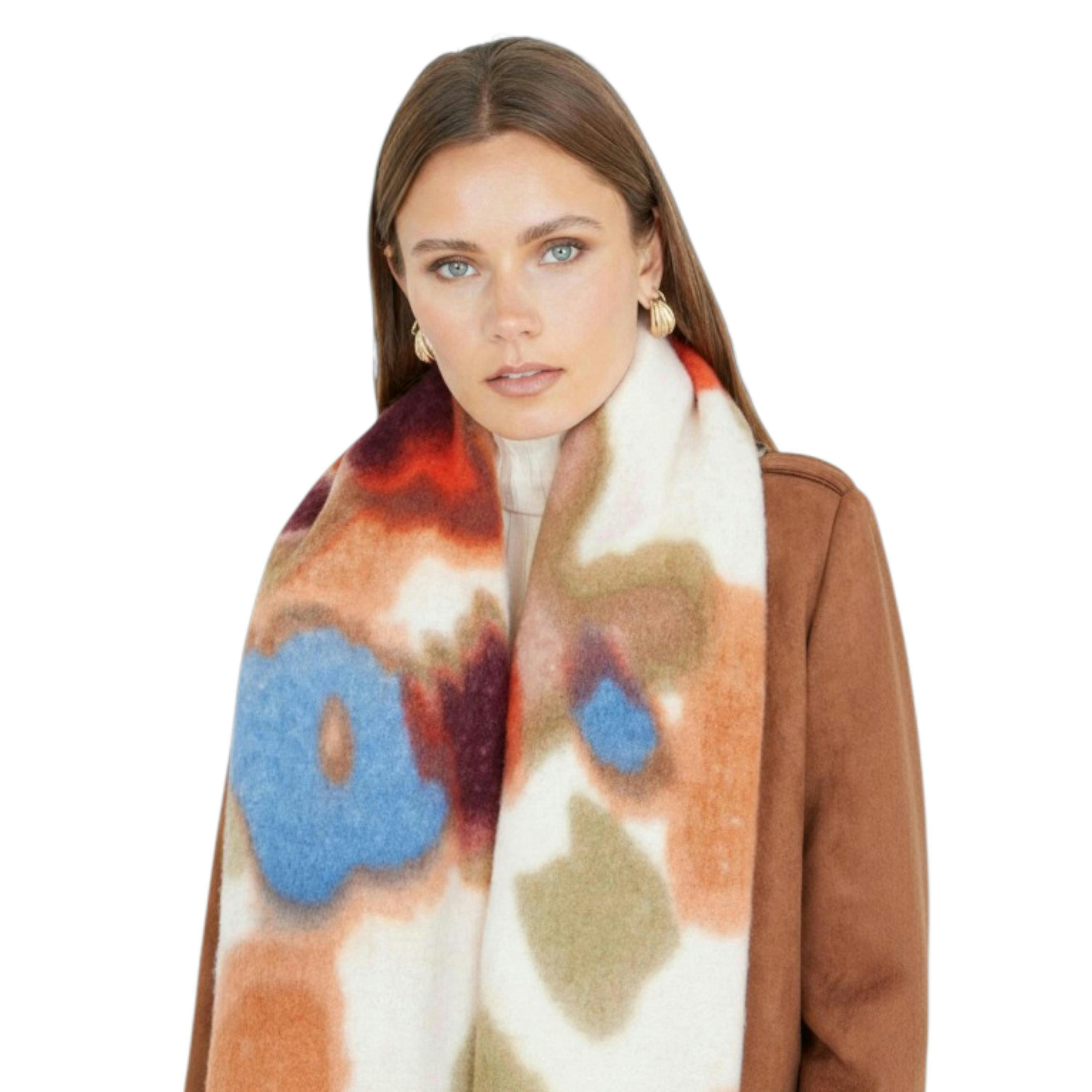 Yumi Multi Colour Swirl Fluffy Scarf , view 1 of 2