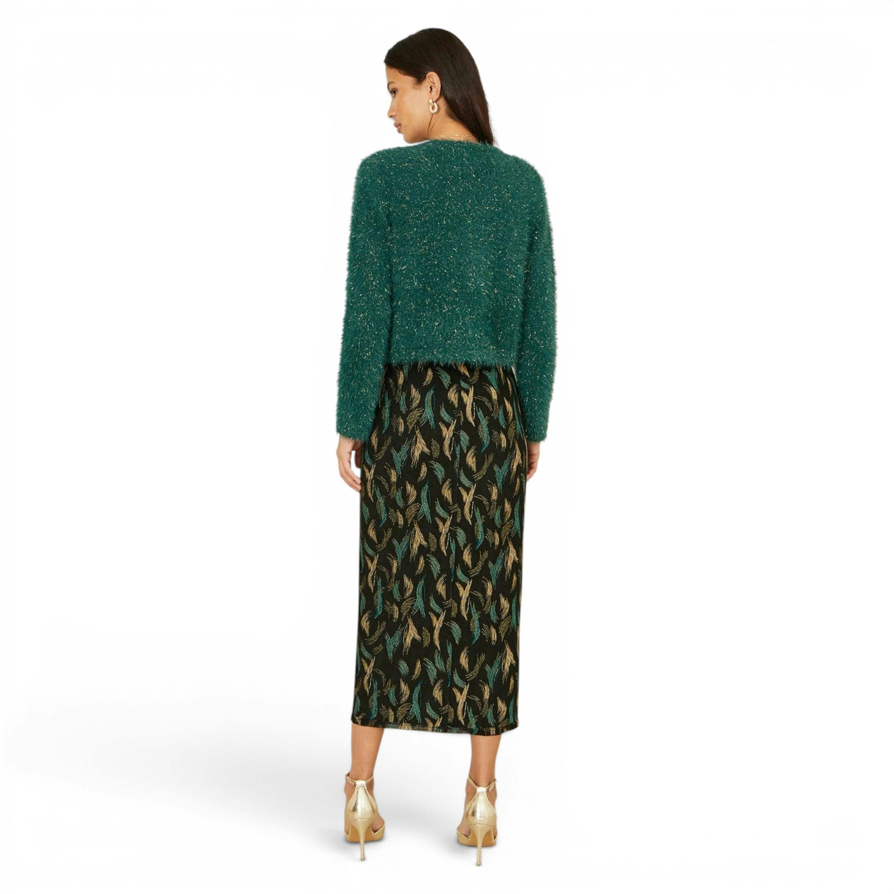 Yumi Green Metallic Fluffy Eyelash Bolero , view 5 of 5