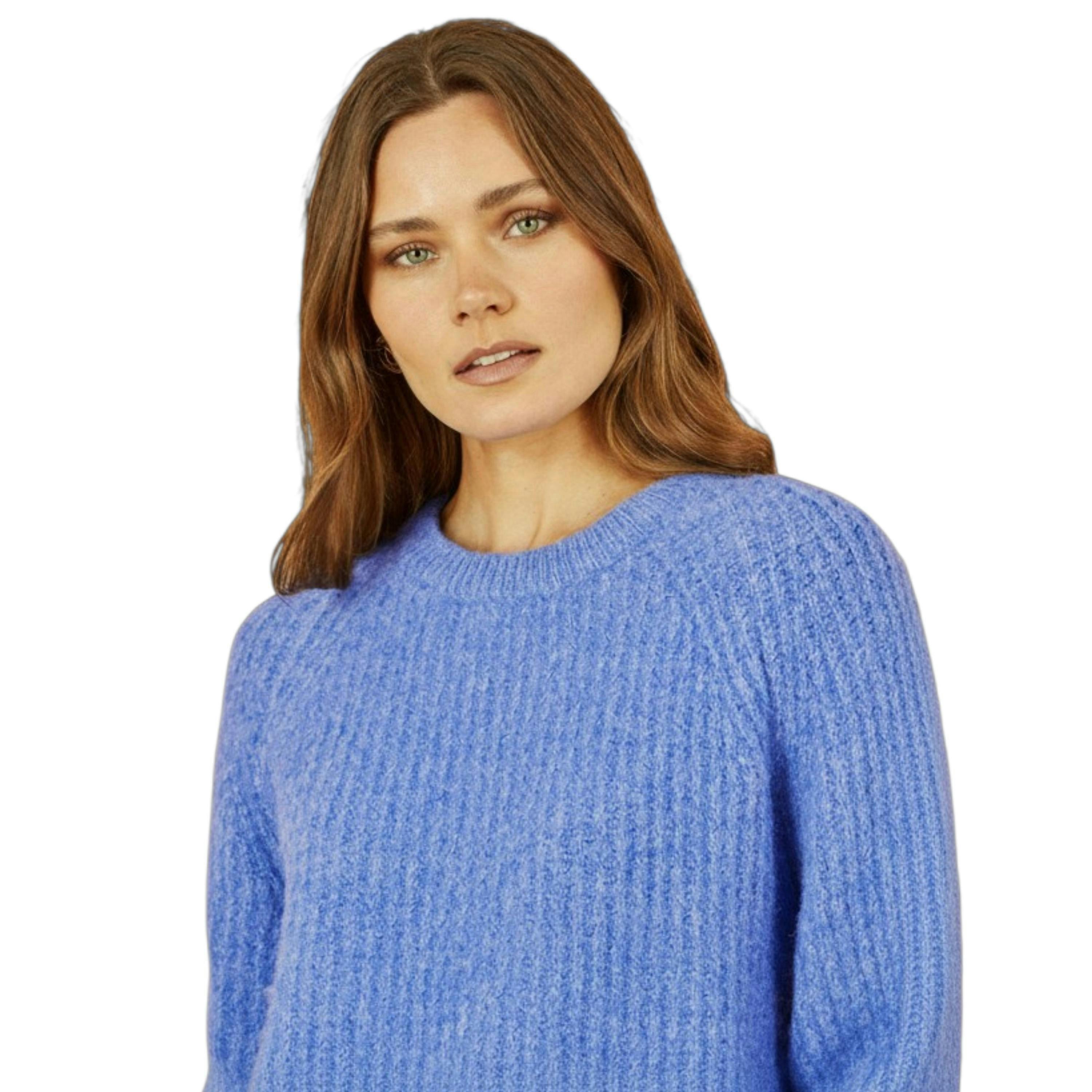 Yumi Blue Knitted Relax Fit Jumper , view 2 of 2