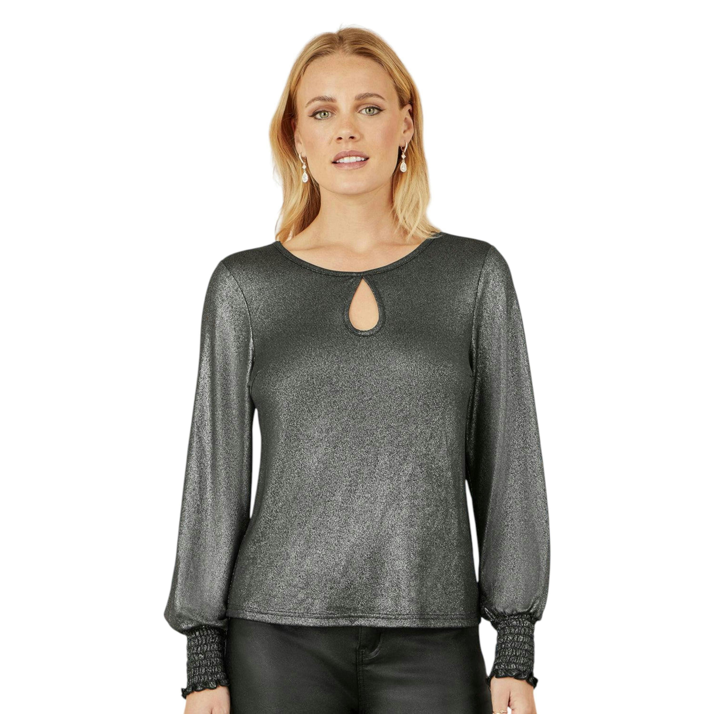Yumi Black Metallic Bow Back Top , view 1 of 6