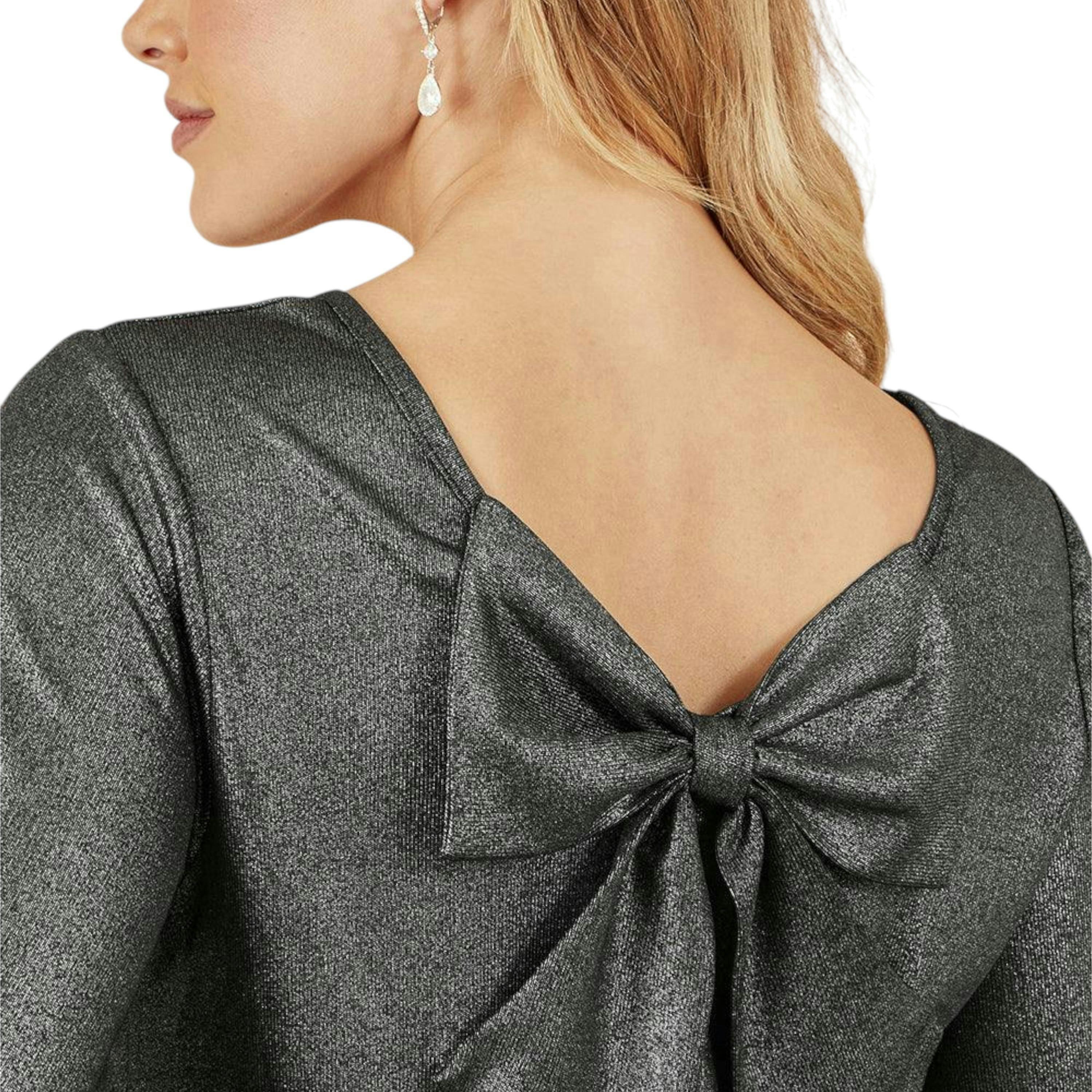 Yumi Black Metallic Bow Back Top , view 2 of 6