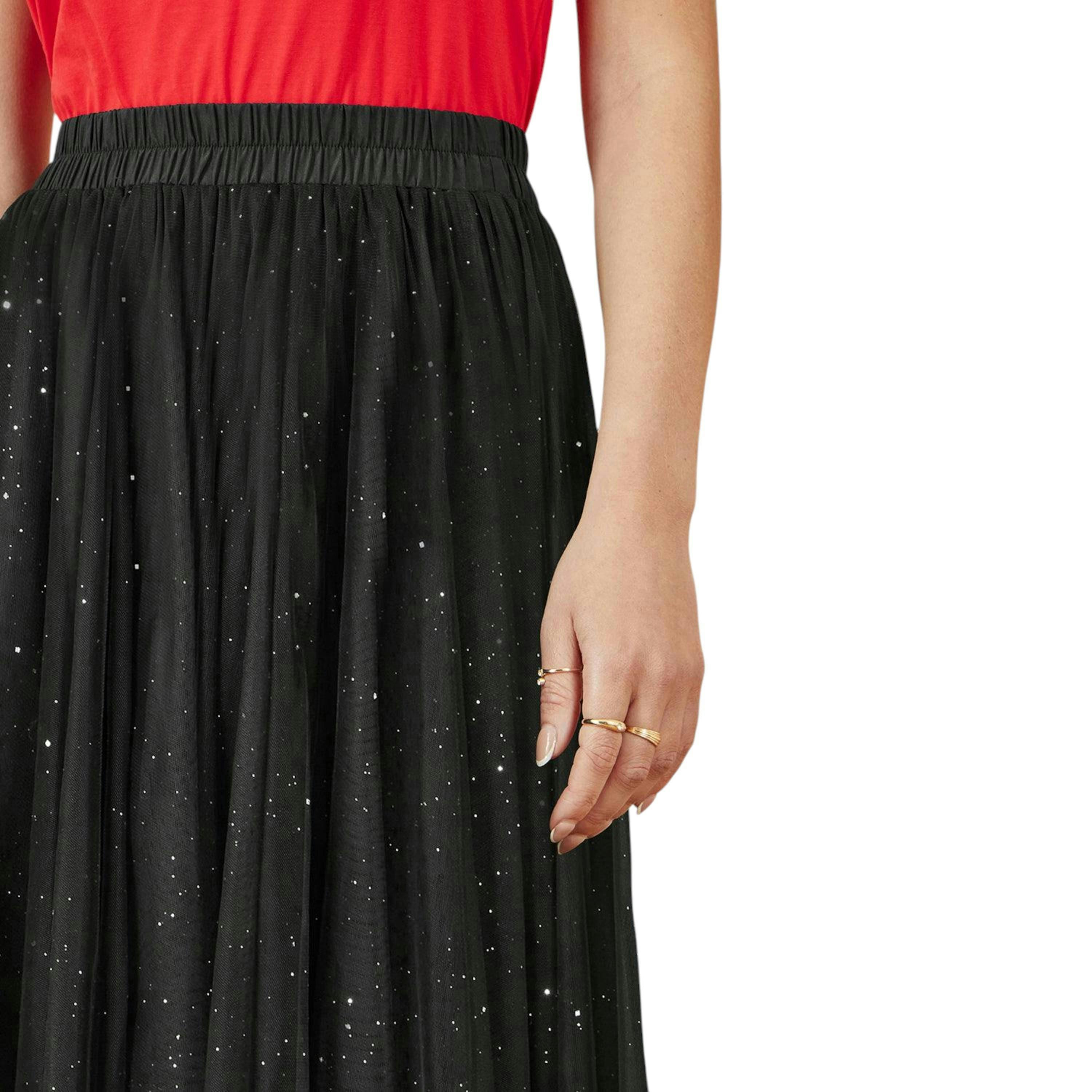 Yumi Black Sparkle Mesh Tulle Skirt , view 2 of 5