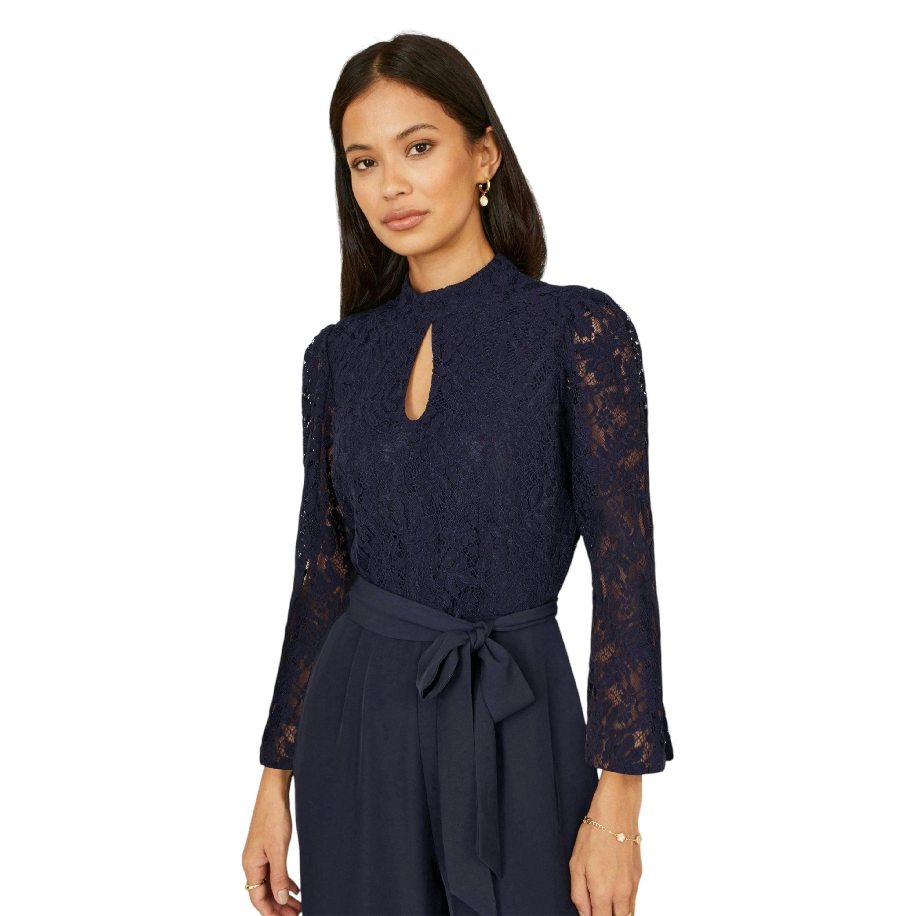 Yumi Navy Lace Applique Jumpsuit , view 5 of 6