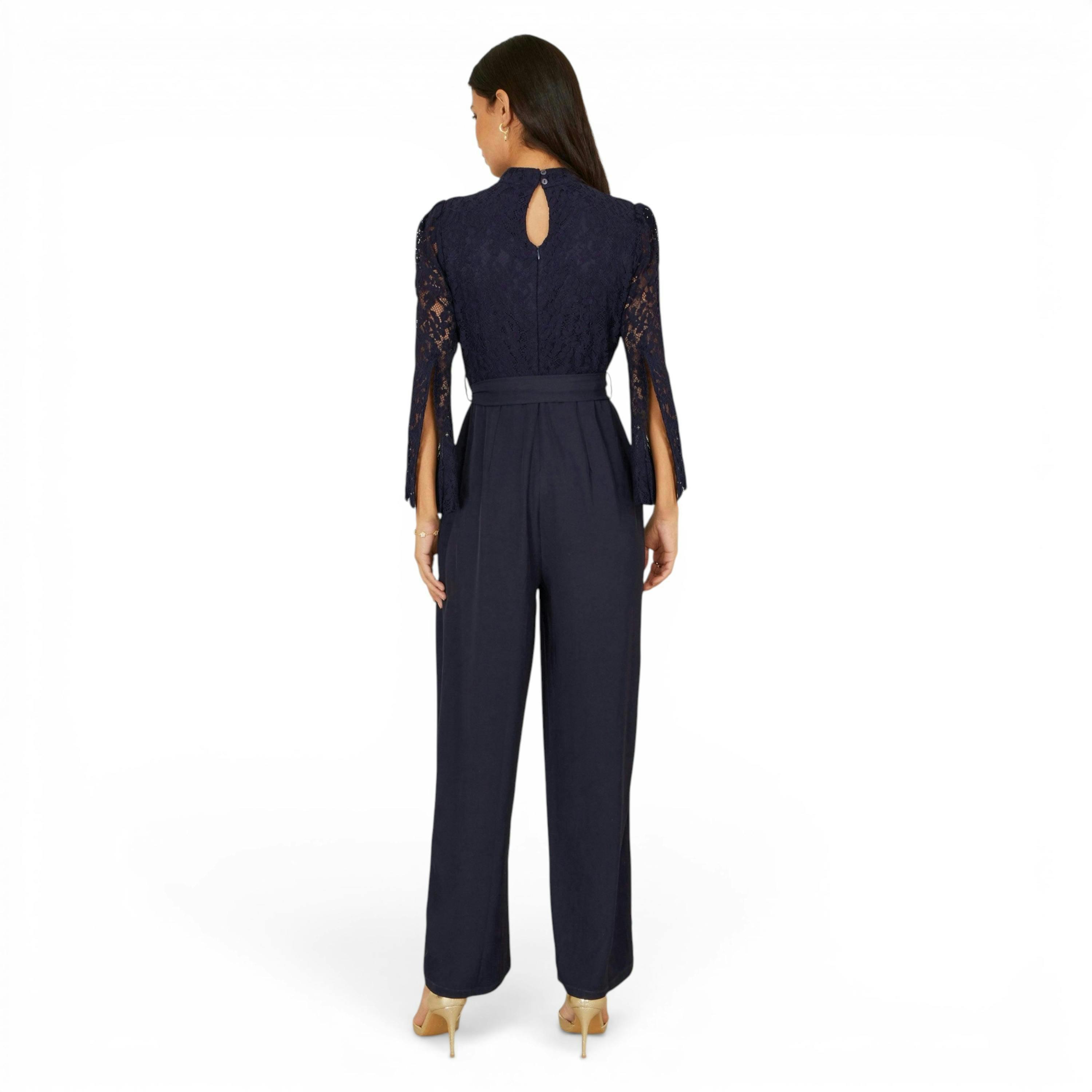 Yumi Navy Lace Applique Jumpsuit , view 6 of 6