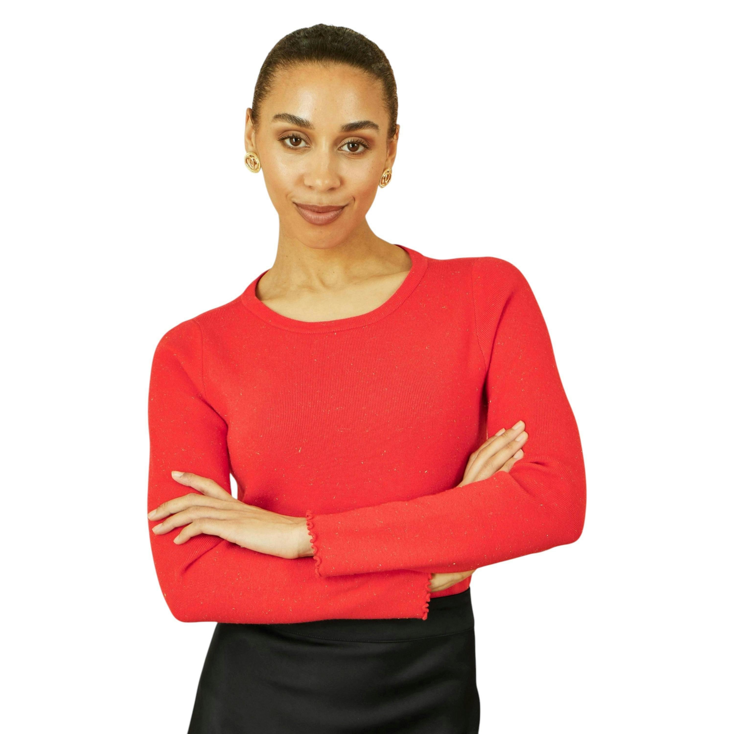 Yumi Red Sparkle Knit Jumper , view 1 of 5