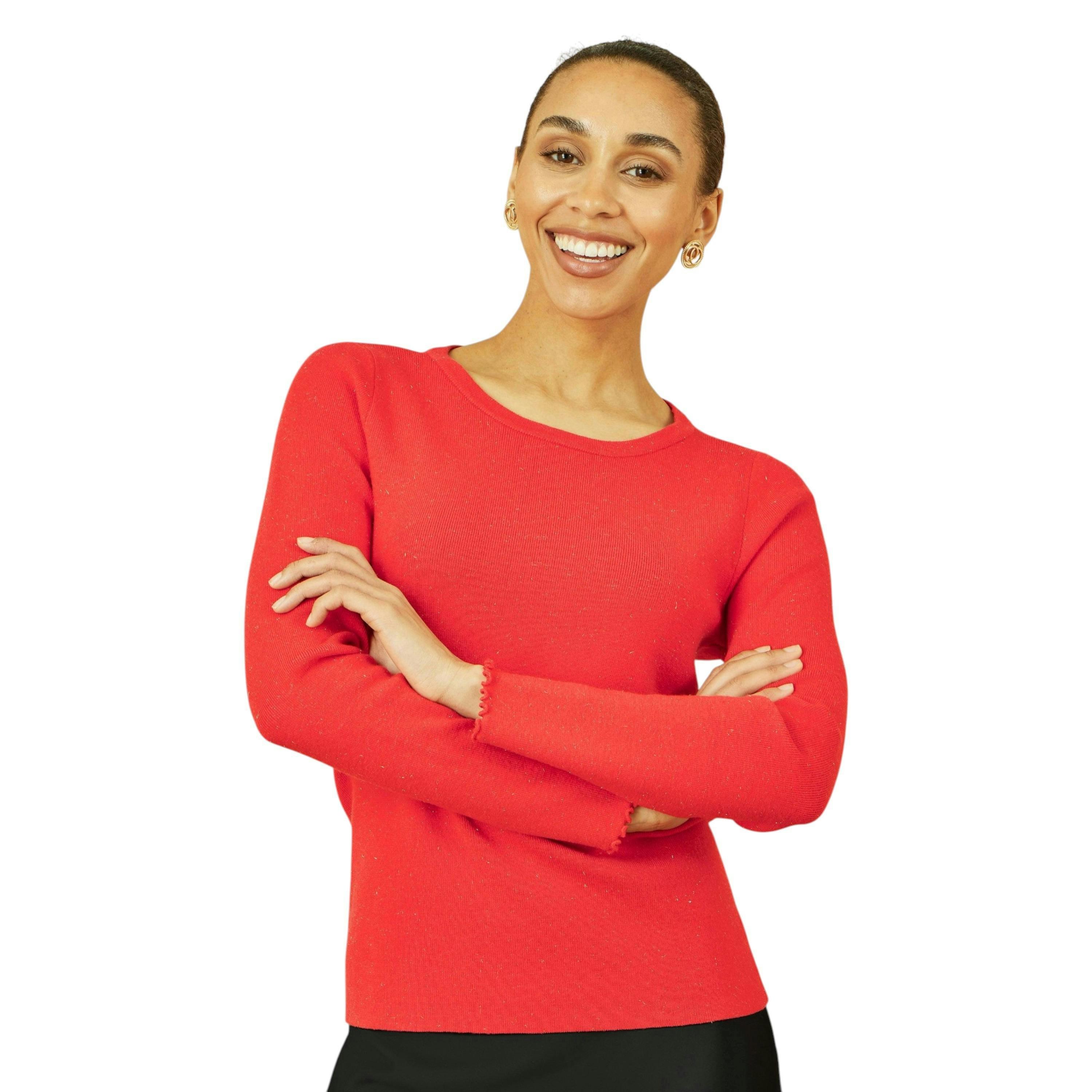 Yumi Red Sparkle Knit Jumper , view 5 of 5
