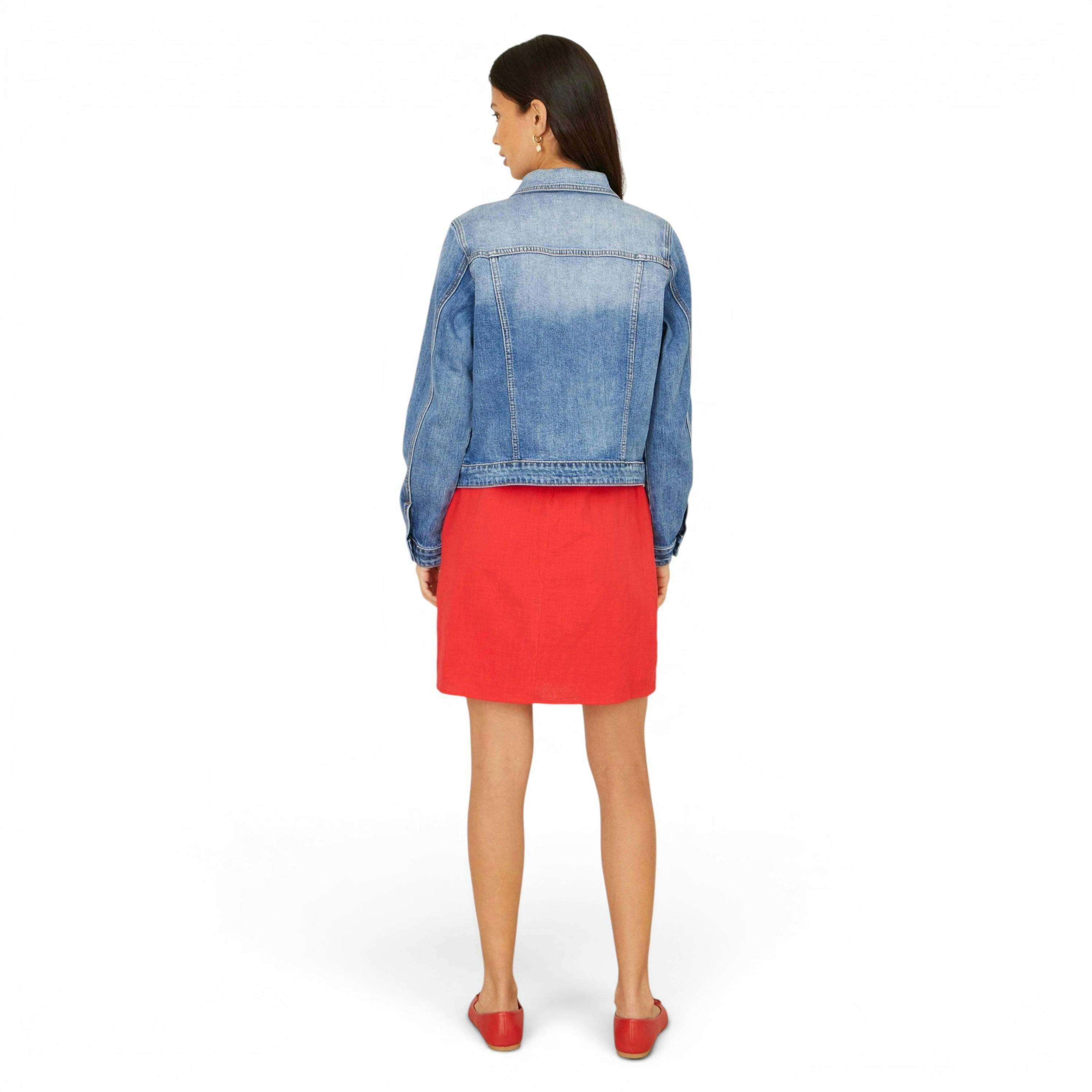 Yumi Blue Stretch Washed Denim Jacket , view 4 of 6