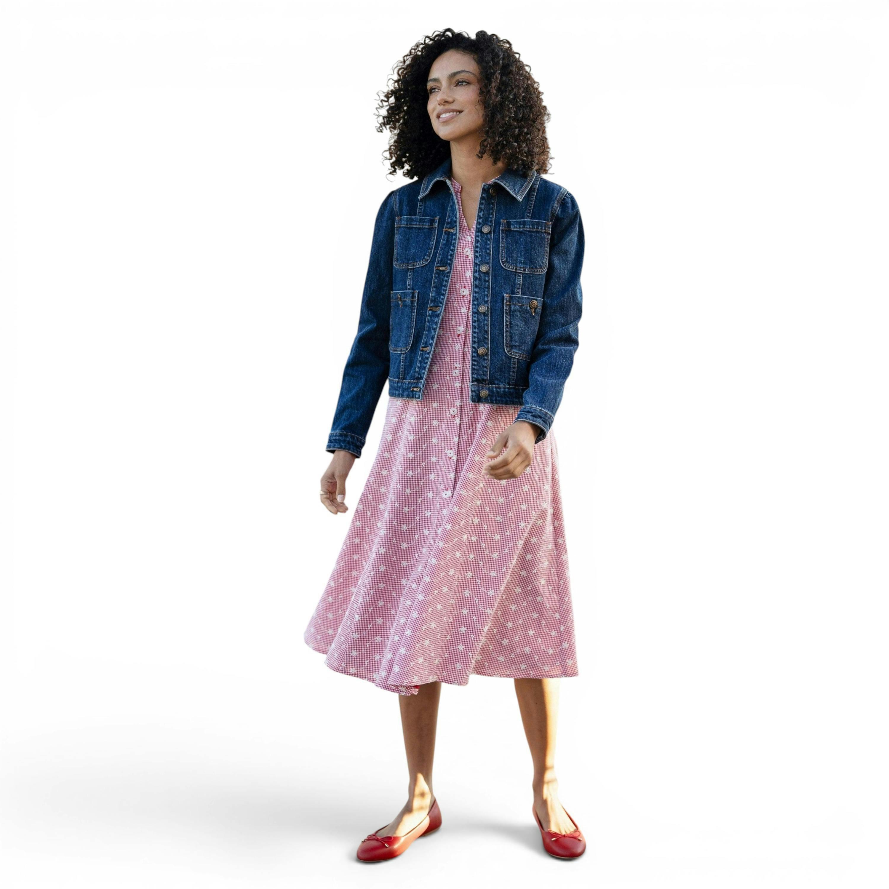 Yumi Blue Stretch Denim Jacket With Pocket Detail , view 2 of 6
