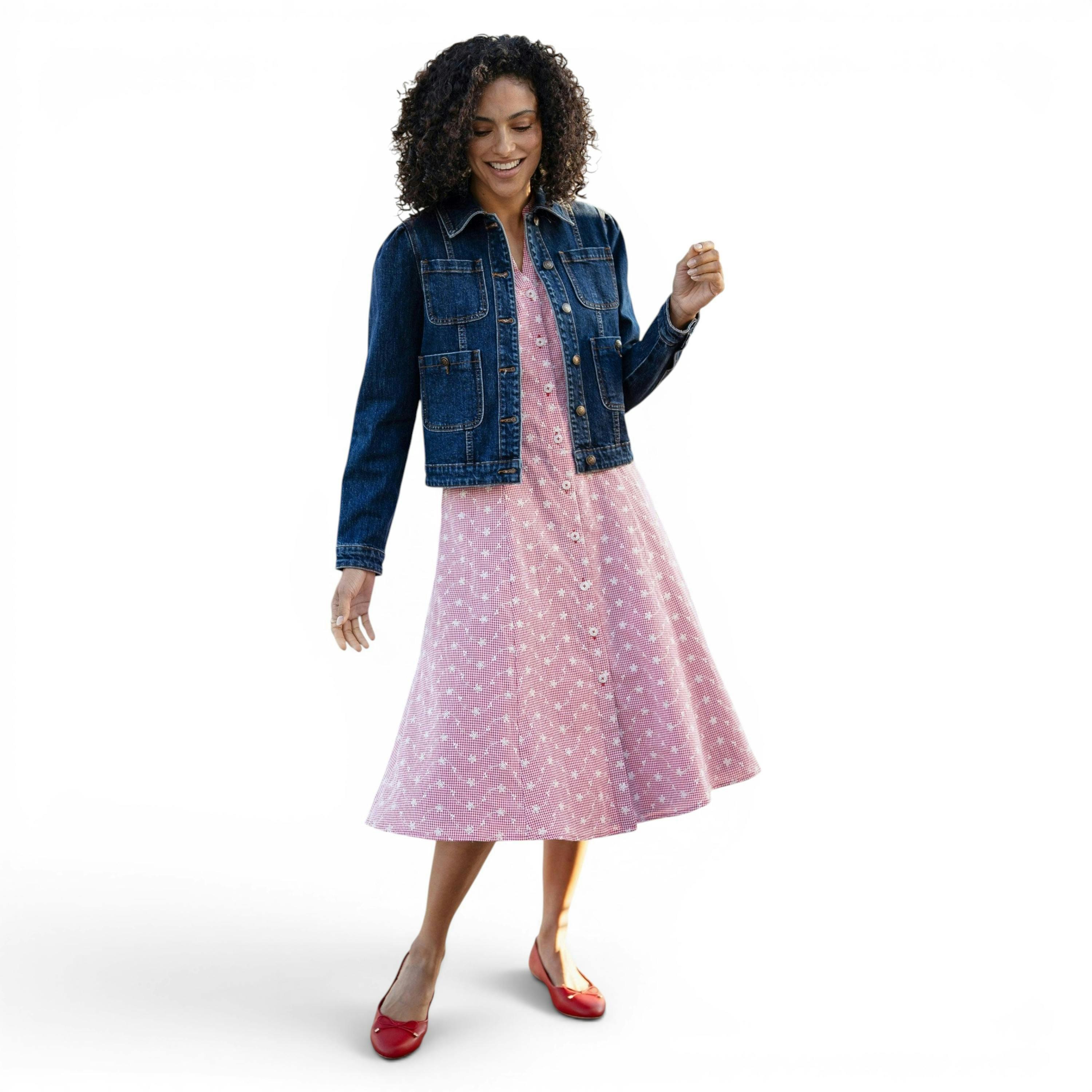 Yumi Blue Stretch Denim Jacket With Pocket Detail , view 3 of 6