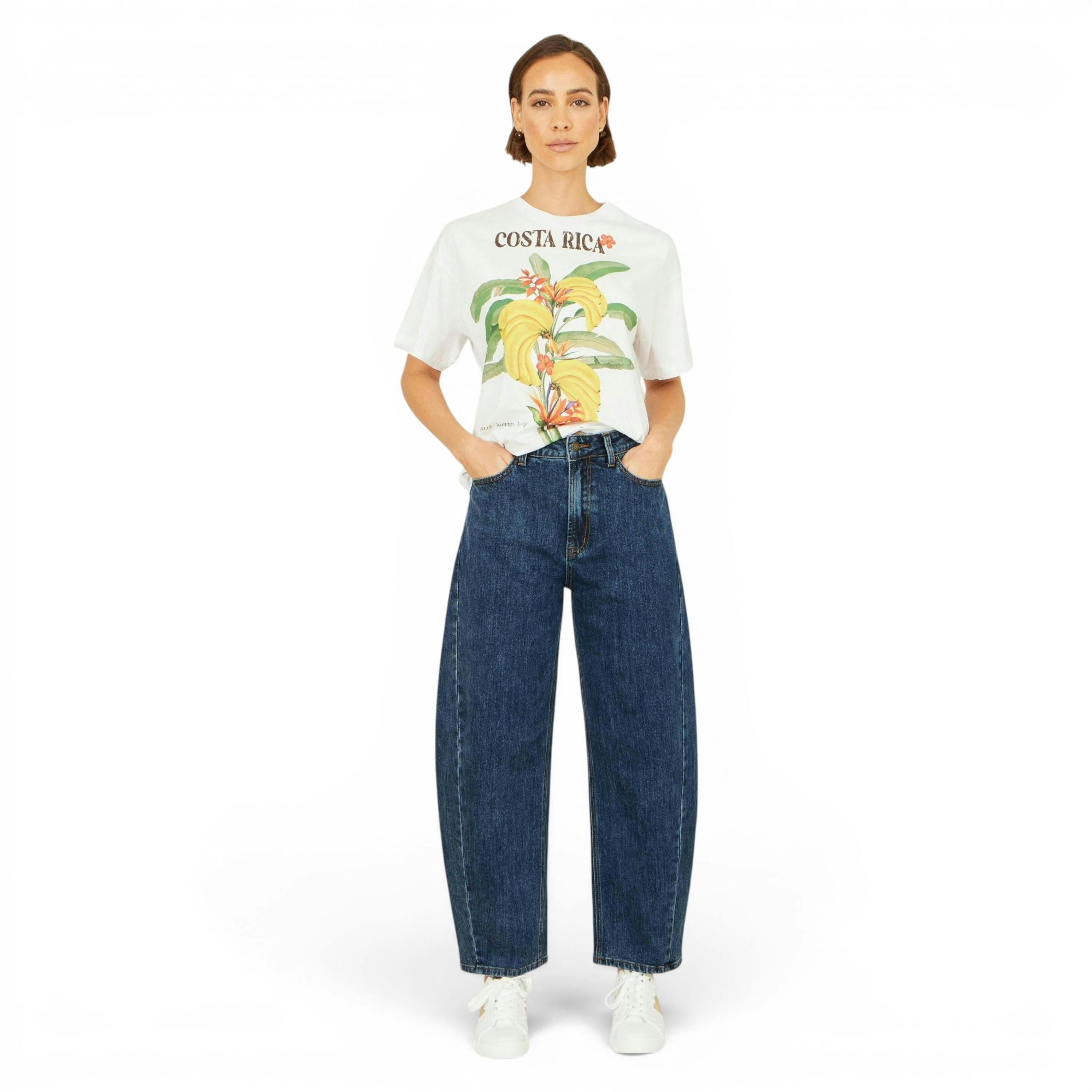Yumi Blue Denim Barrel Relaxed Fit Jeans , view 1 of 6