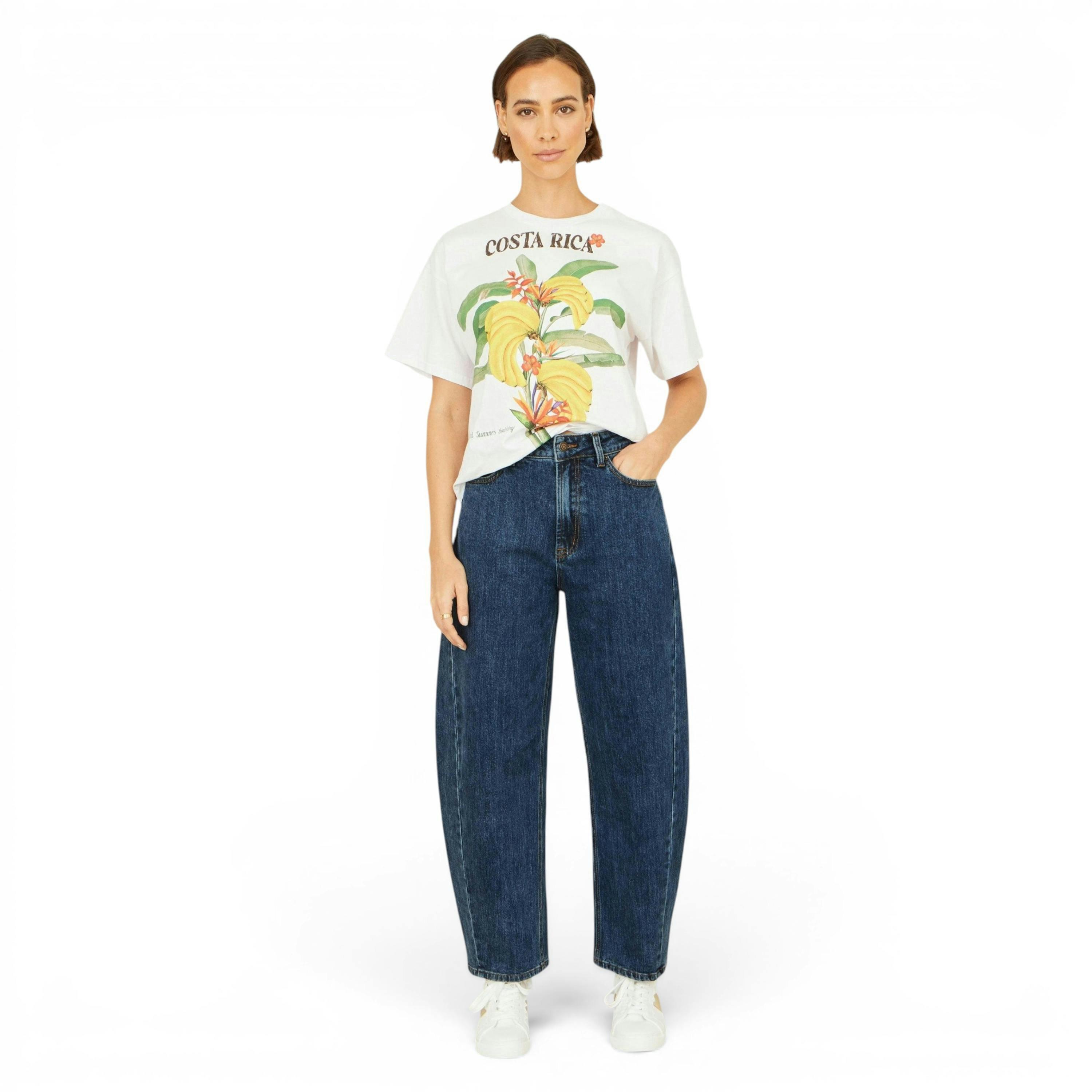 Yumi Blue Denim Barrel Relaxed Fit Jeans , view 3 of 6
