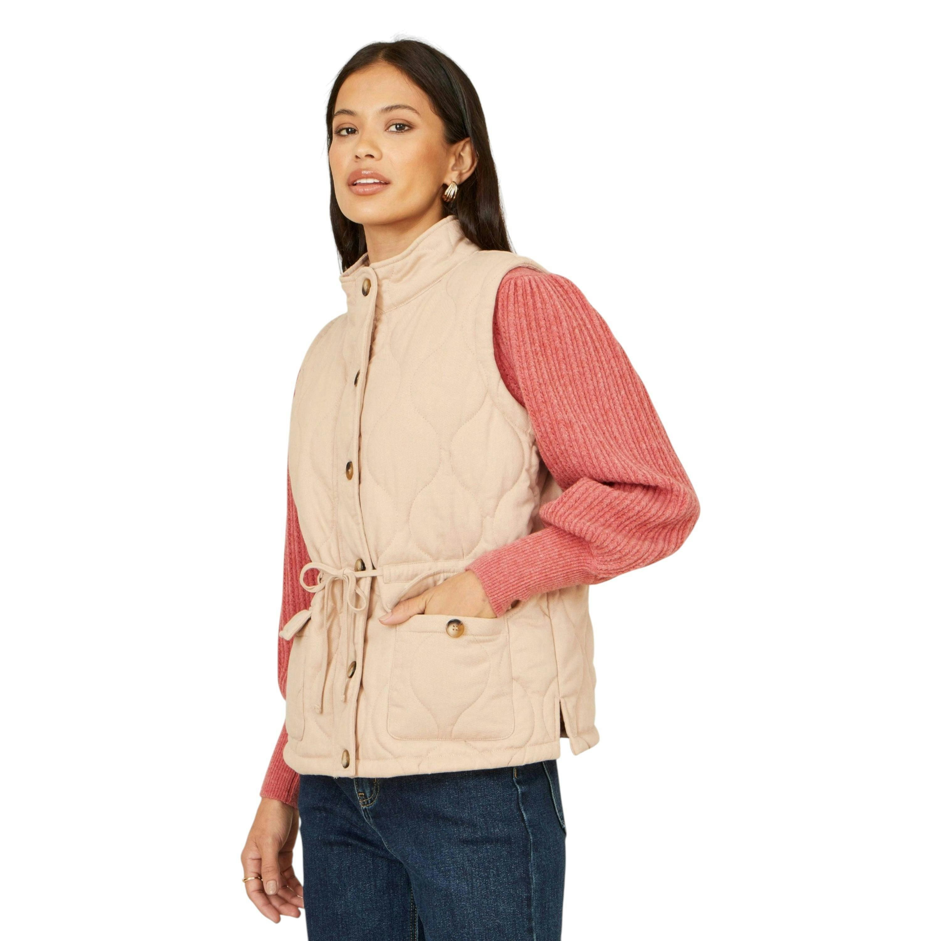 Yumi Beige Quilted Utility Gilet , view 1 of 5