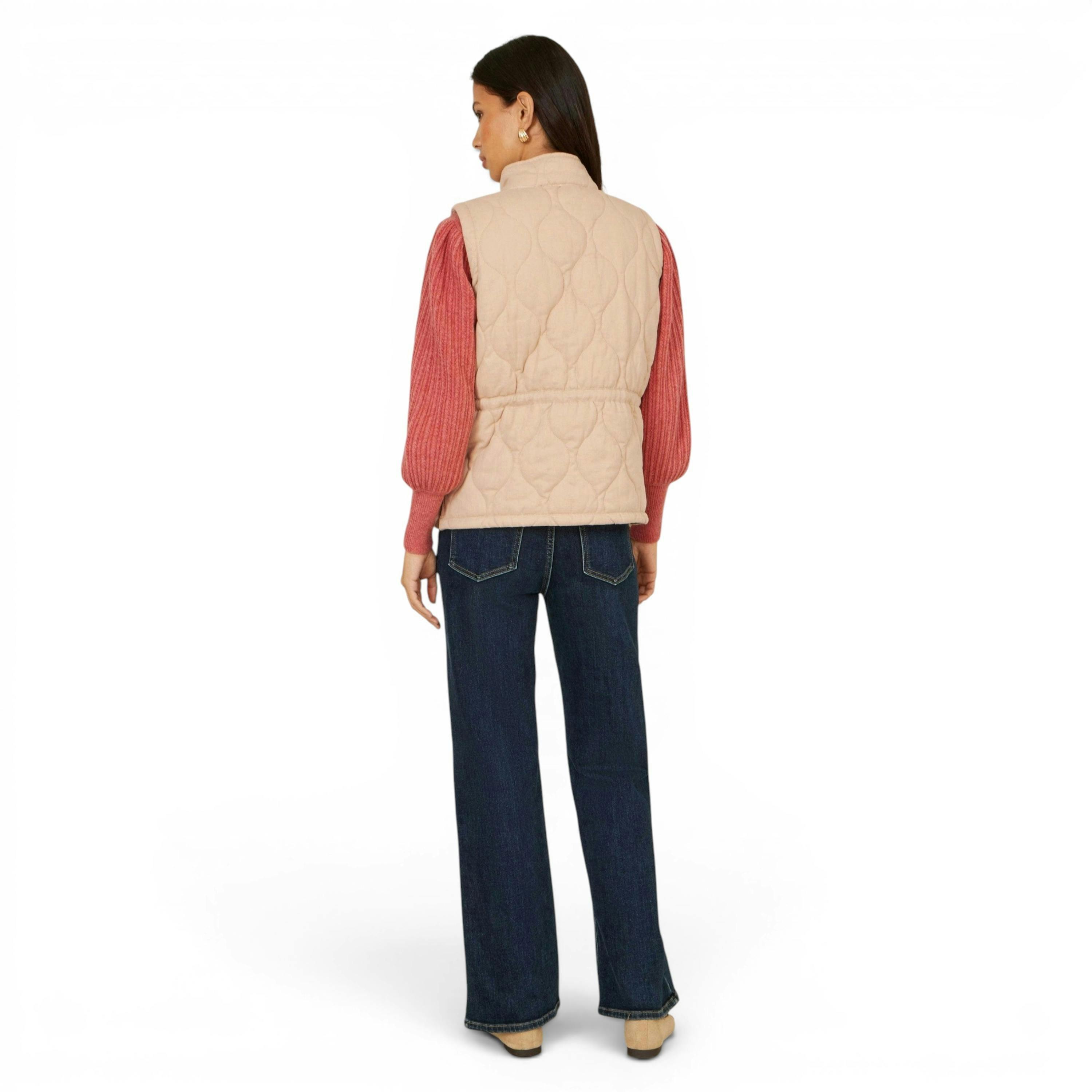 Yumi Beige Quilted Utility Gilet , view 4 of 5