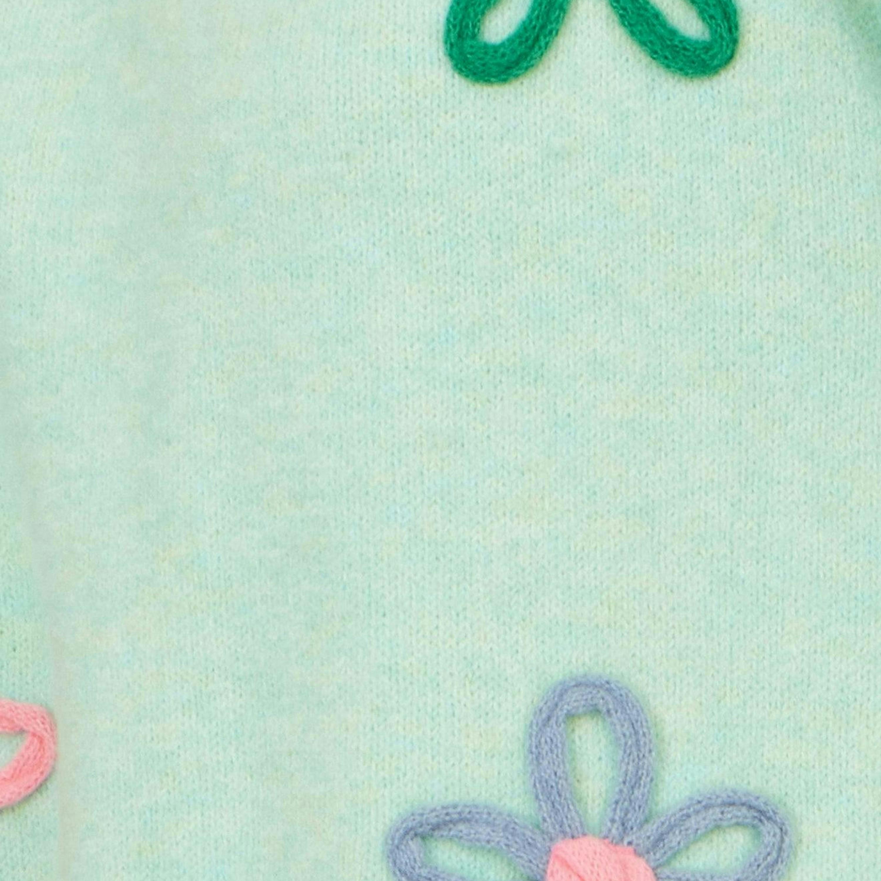 Yumi Green Relaxed Flower Embroidered Jumper , view 6 of 6