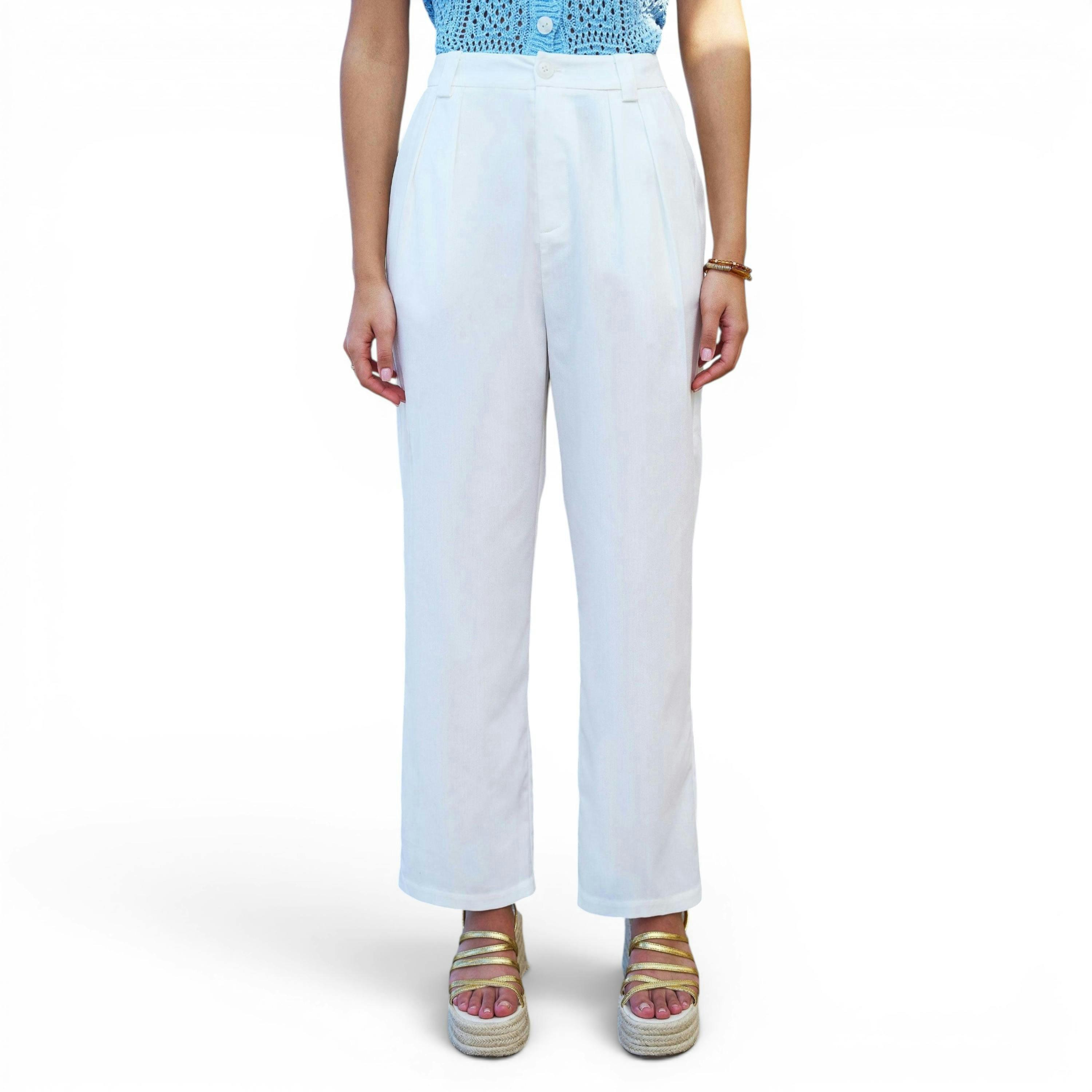 Yumi White Wide Leg Trousers , view 4 of 6