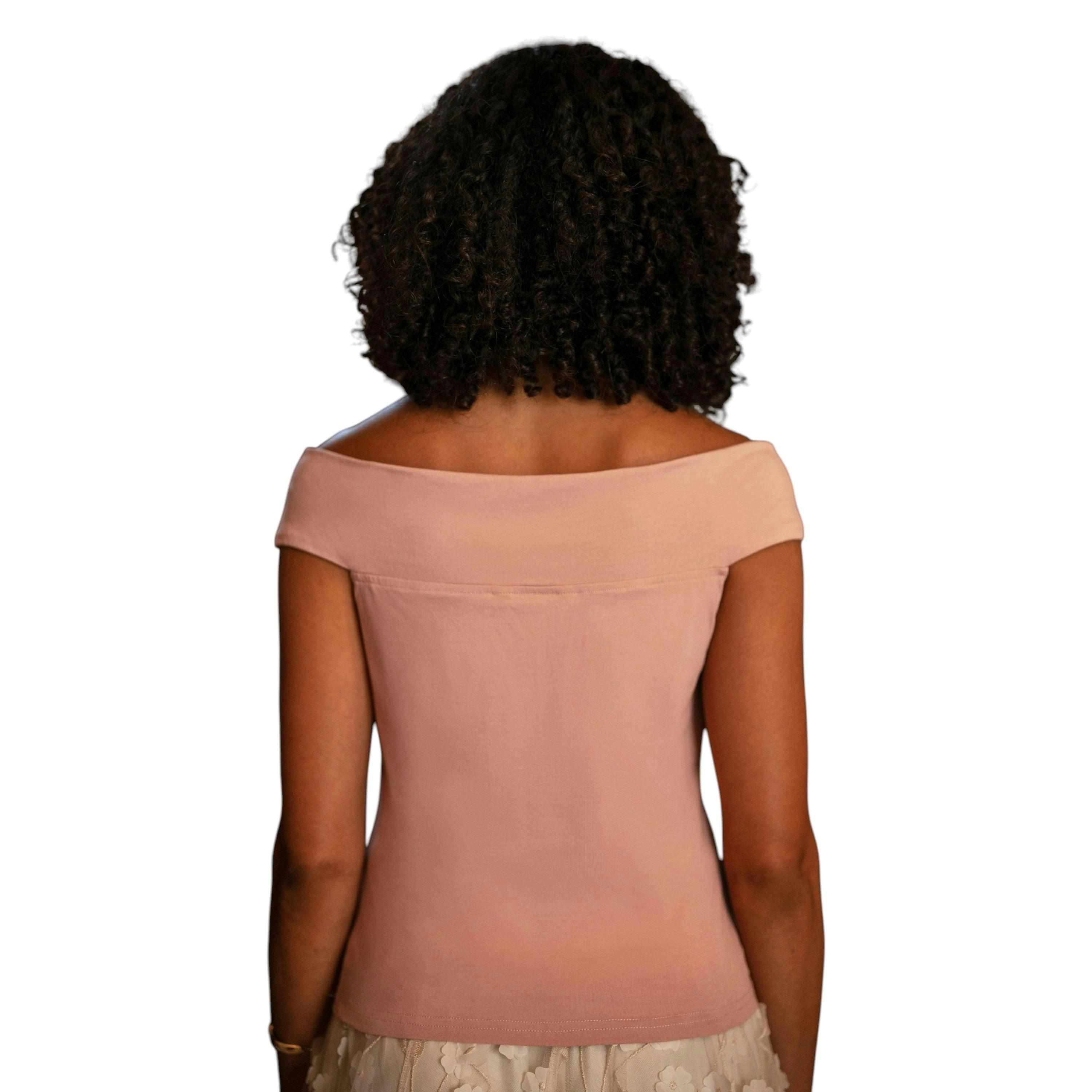 Yumi Blush Jersey Cotton Bardot Top With Knot Detail , view 4 of 5