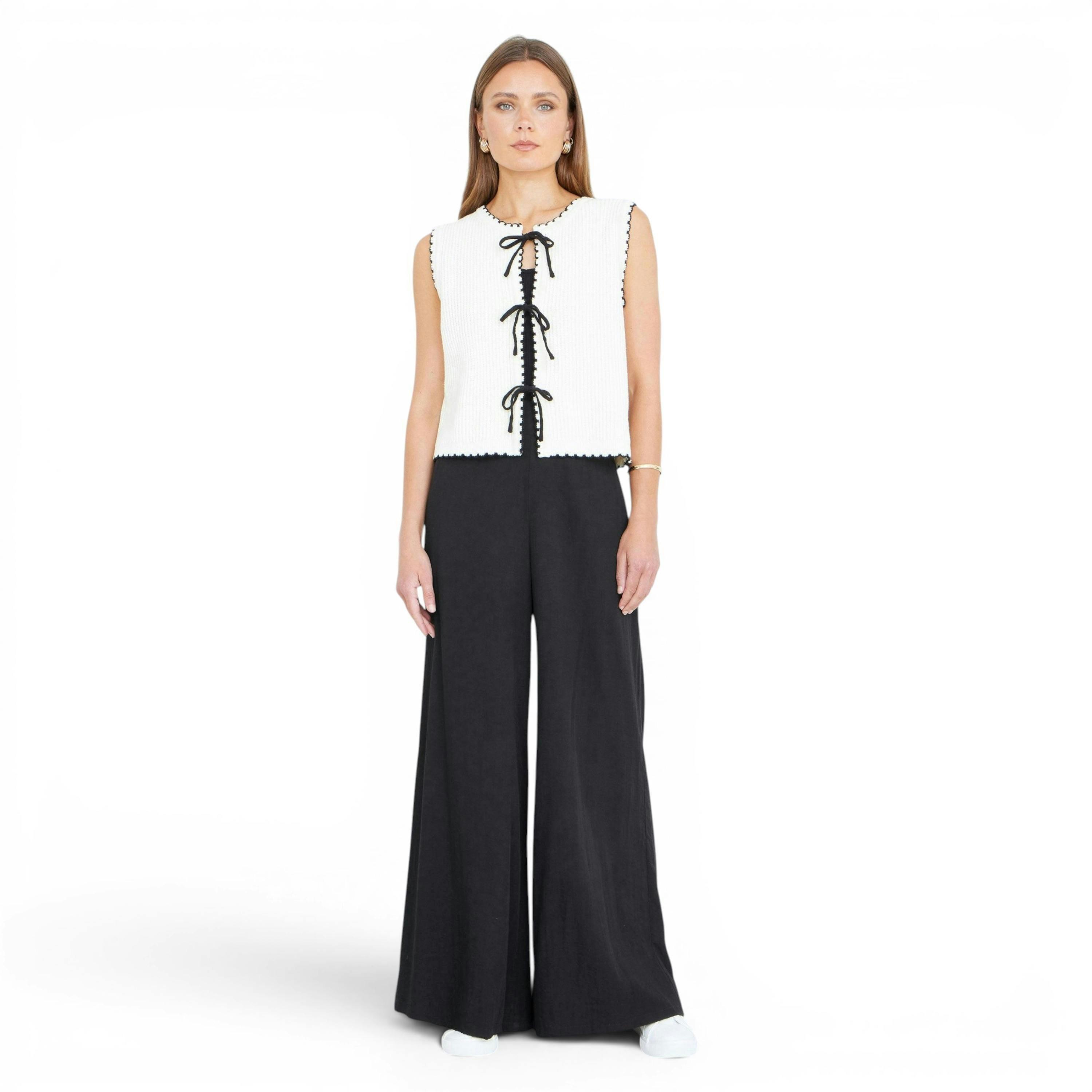 Yumi Black Wide Leg Palazzo Trousers , view 1 of 3