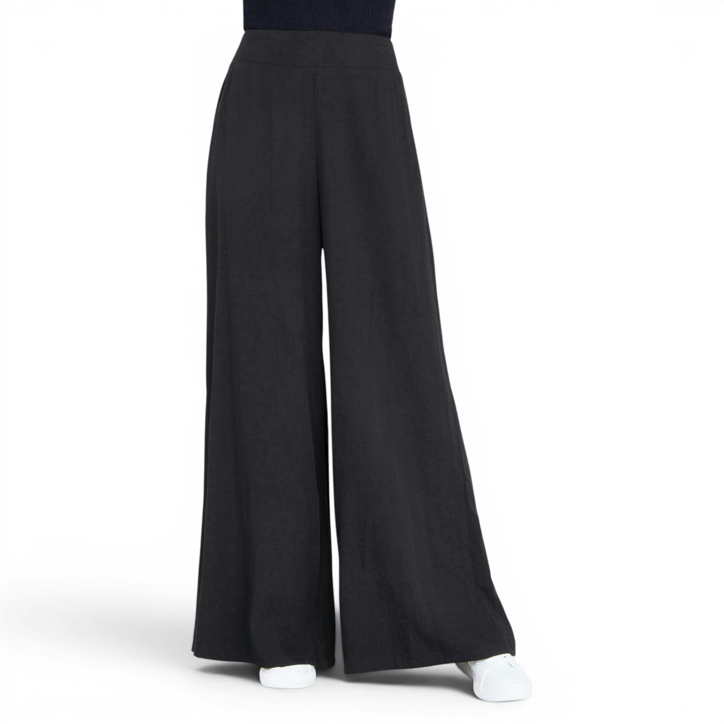 Yumi Black Wide Leg Palazzo Trousers , view 2 of 3