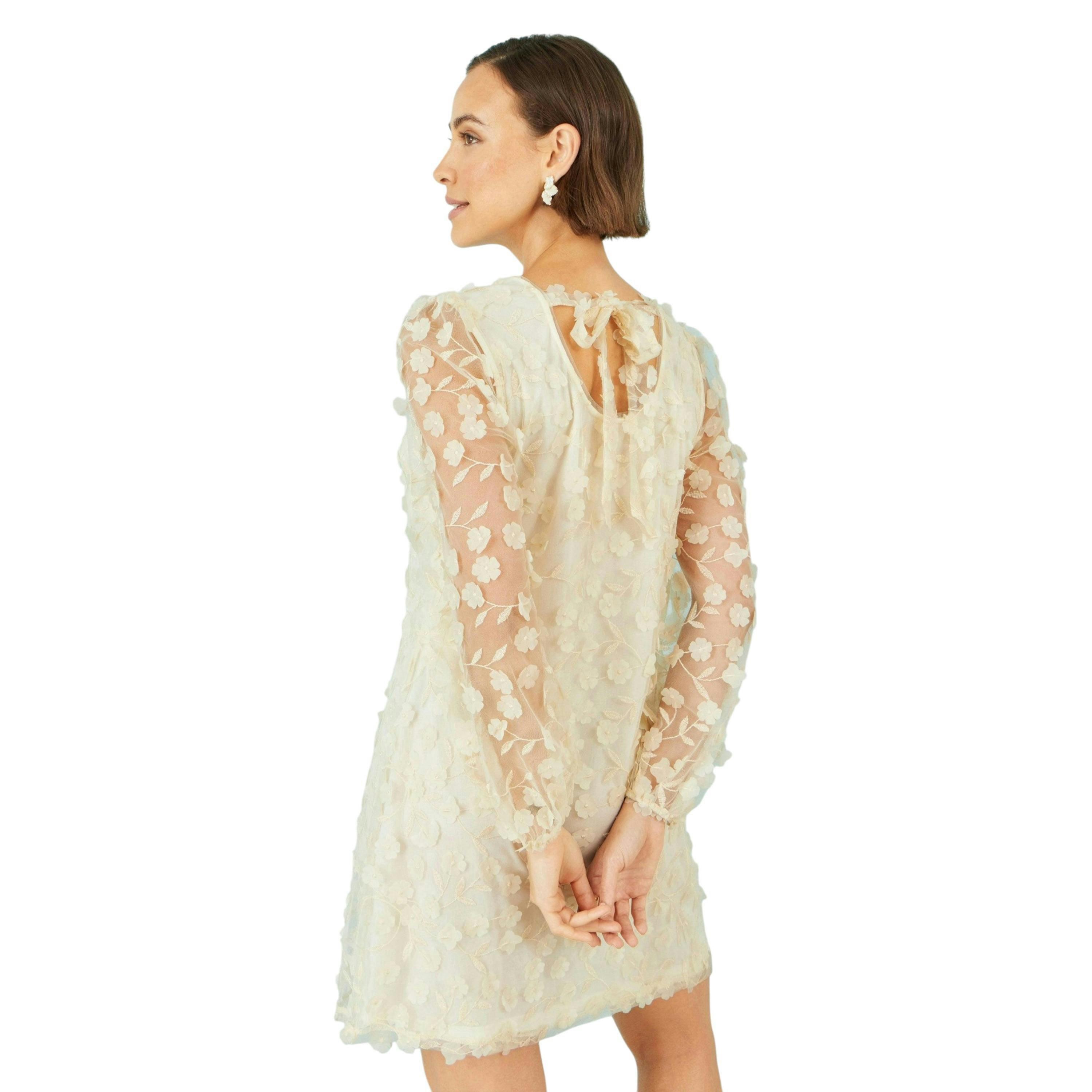 Yumi Ivory Long Sleeve Floral Applique Tunic , view 2 of 6