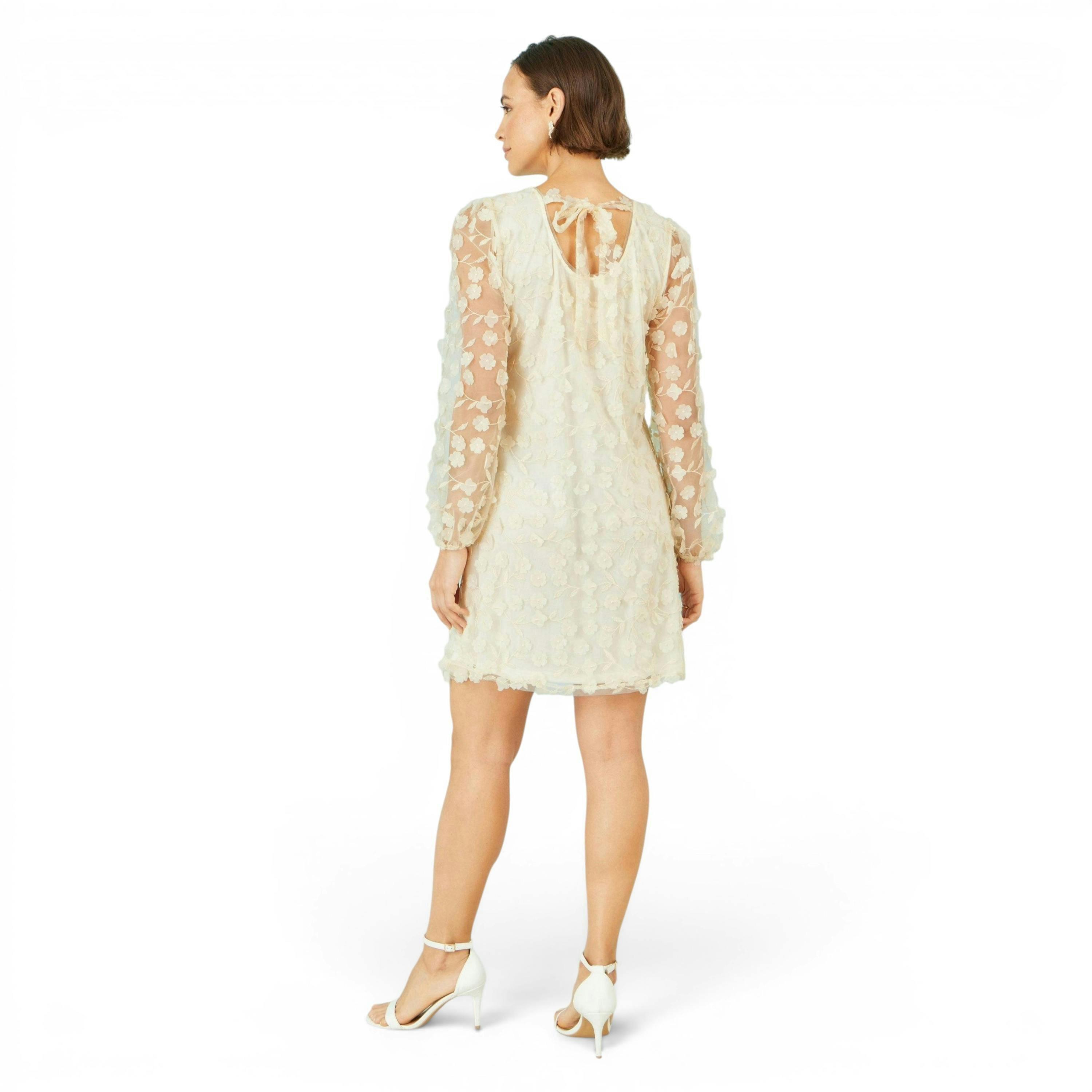 Yumi Ivory Long Sleeve Floral Applique Tunic , view 4 of 6