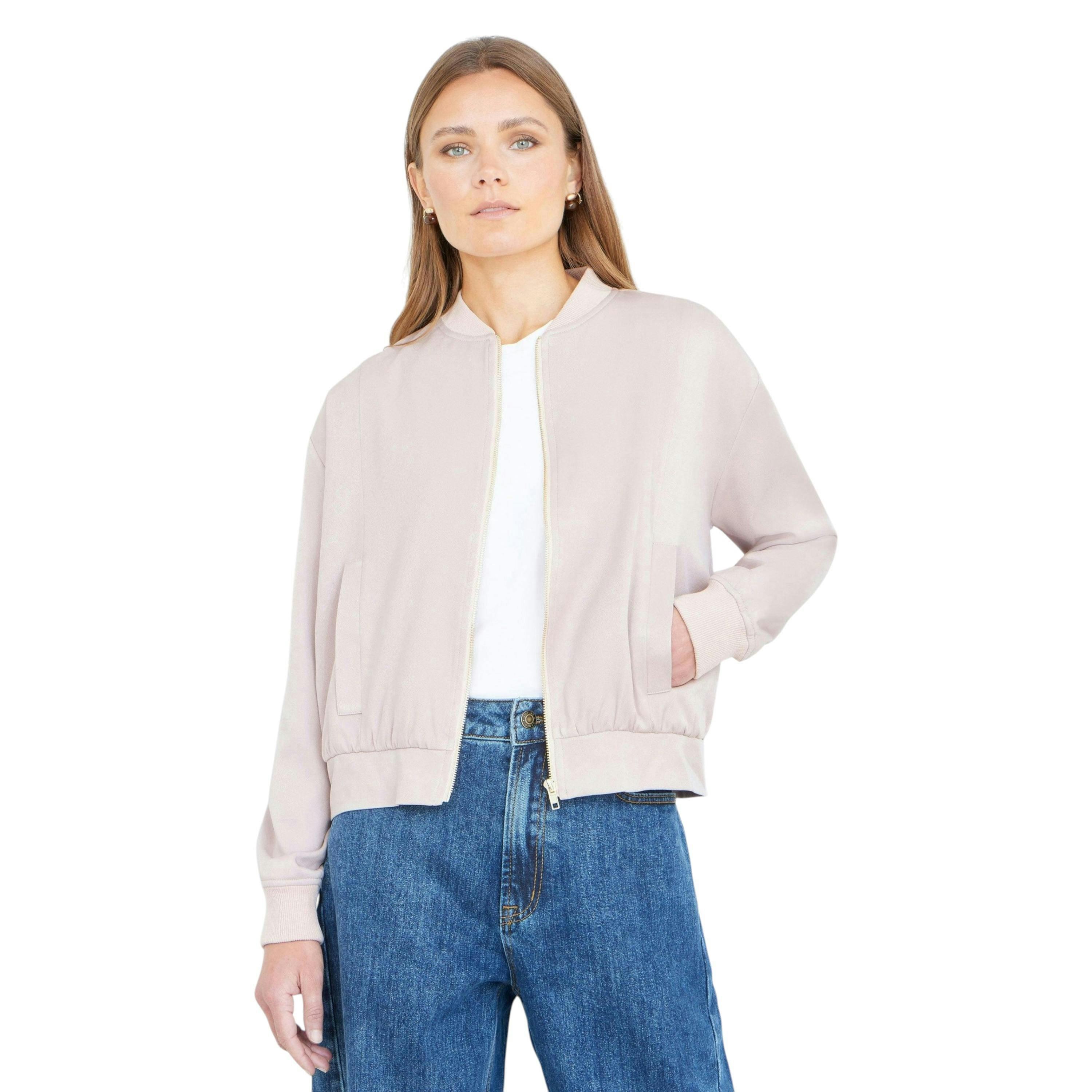Yumi Stone Relaxed Lightweight Bomber Jacket , view 1 of 6