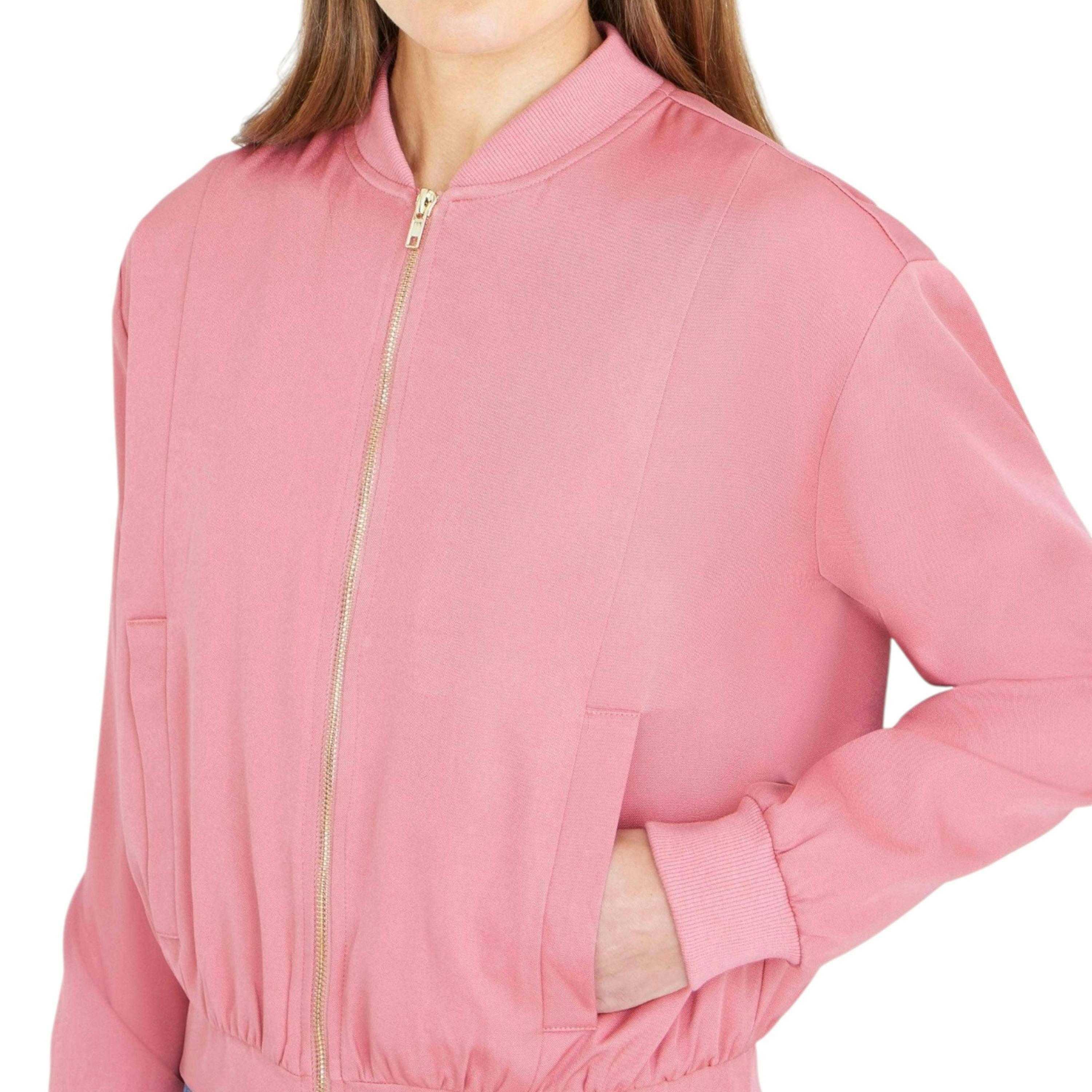 Yumi Pink Relaxed Lightweight Bomber Jacket , view 2 of 6