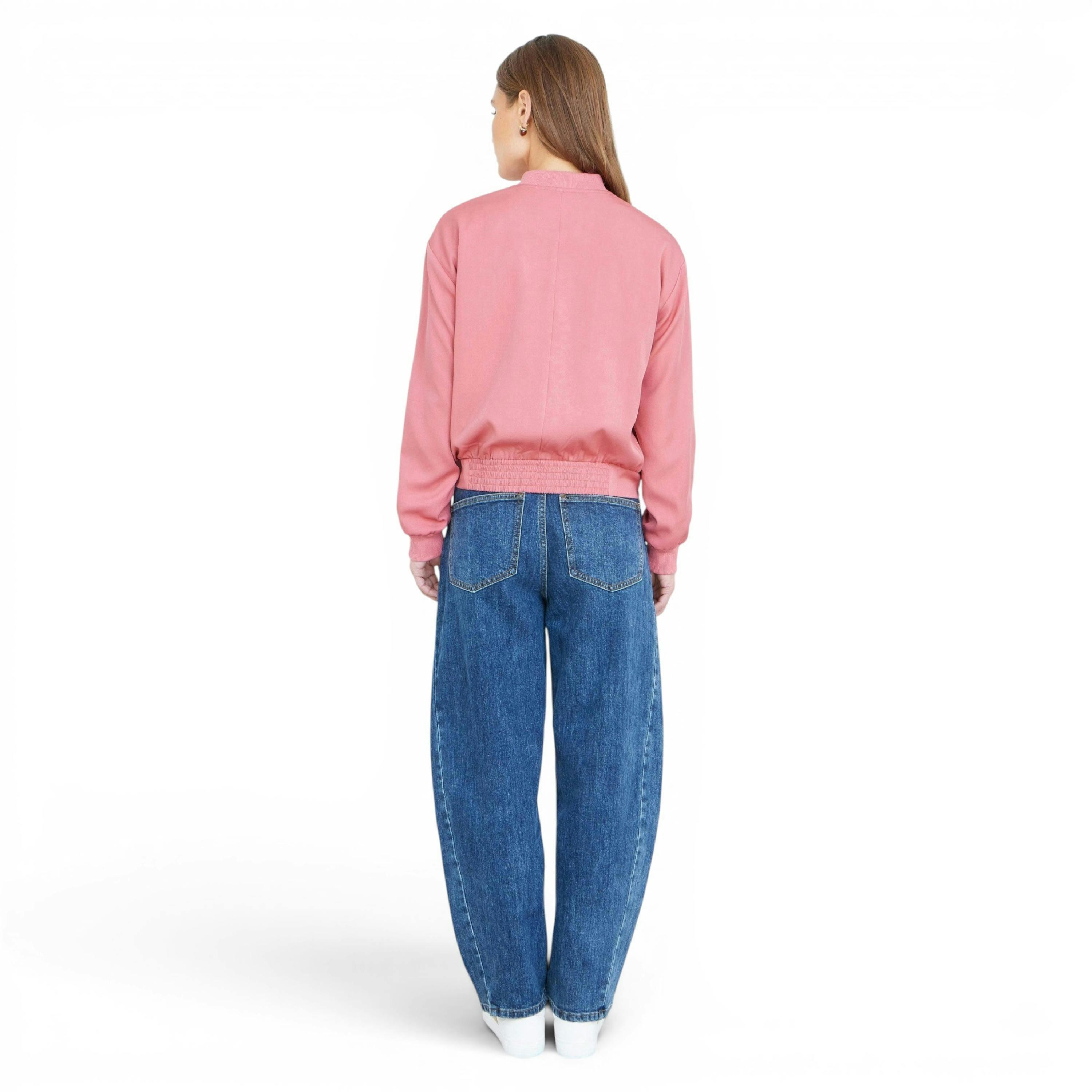 Yumi Pink Relaxed Lightweight Bomber Jacket , view 4 of 6