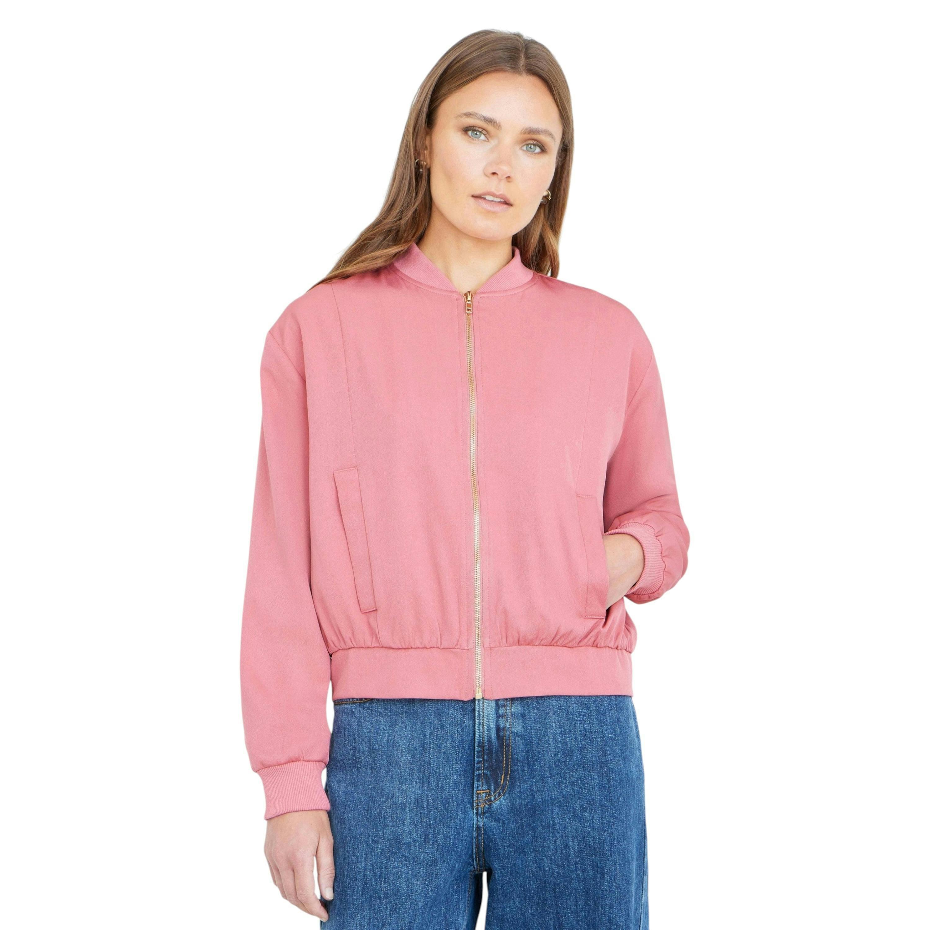 Yumi Pink Relaxed Lightweight Bomber Jacket , view 6 of 6