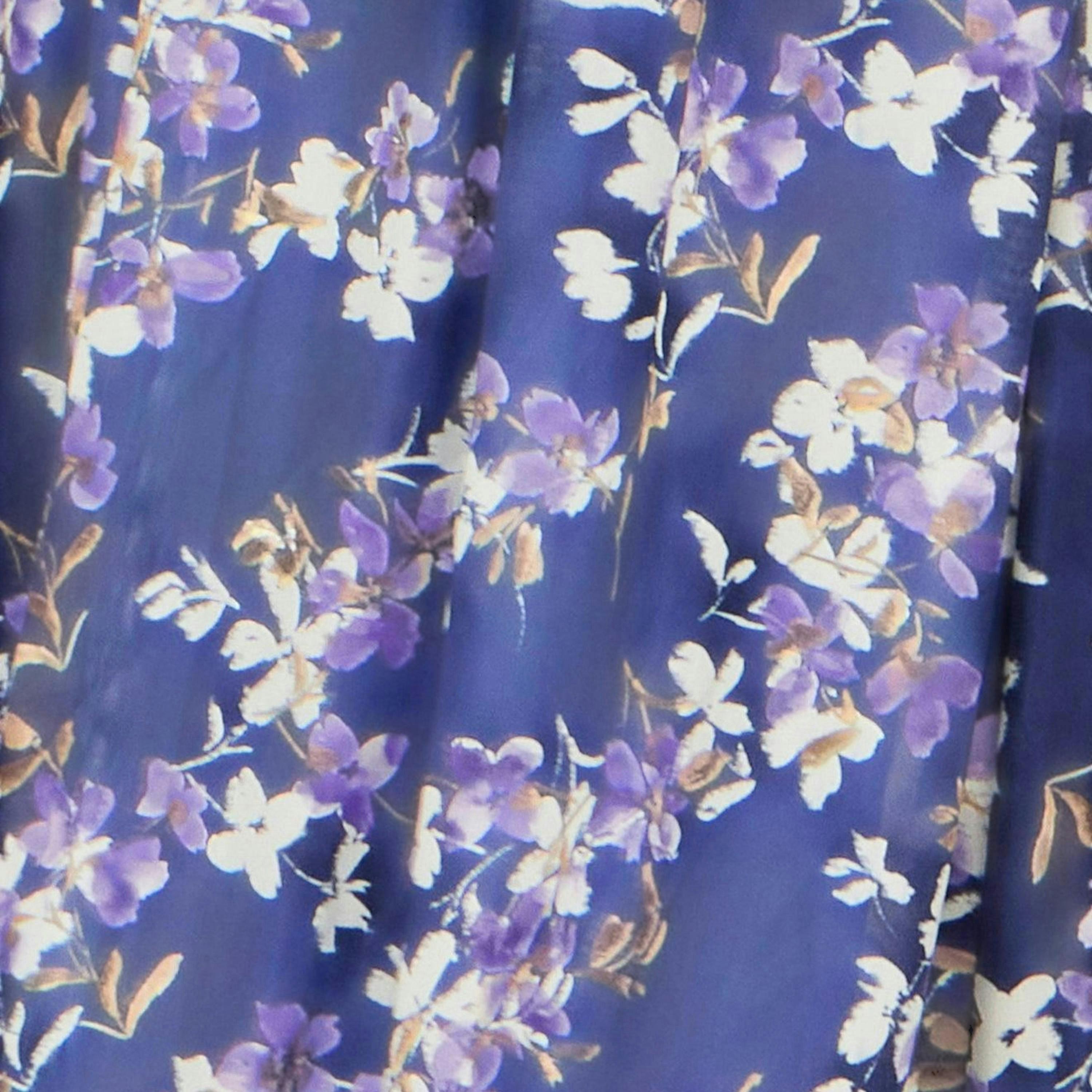 Yumi Navy Blossom Print Mesh Stretch Midi Dress With Pockets , view 6 of 6