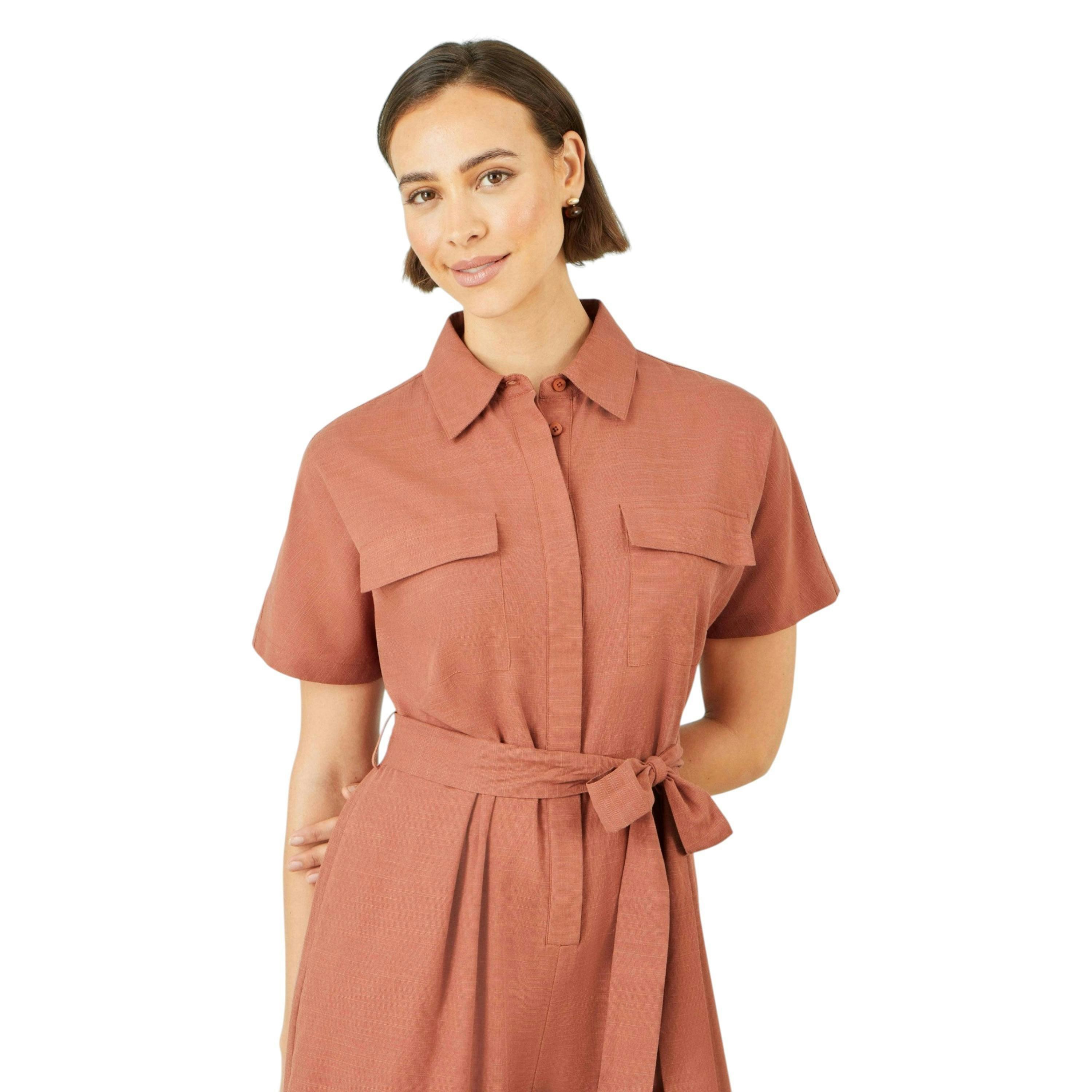 Yumi Brown Utility Relaxed Jumpsuit , view 2 of 5
