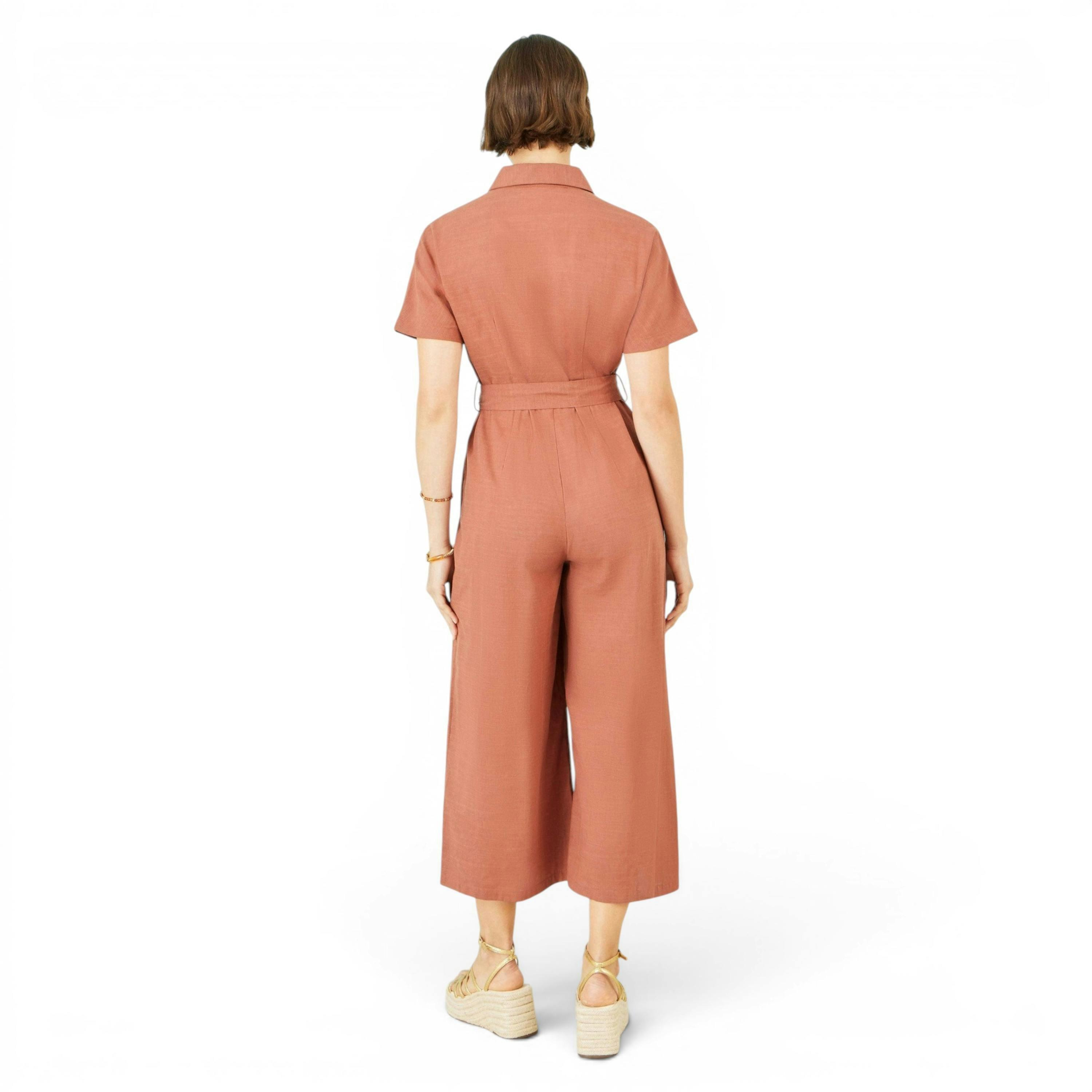 Yumi Brown Utility Relaxed Jumpsuit , view 3 of 5