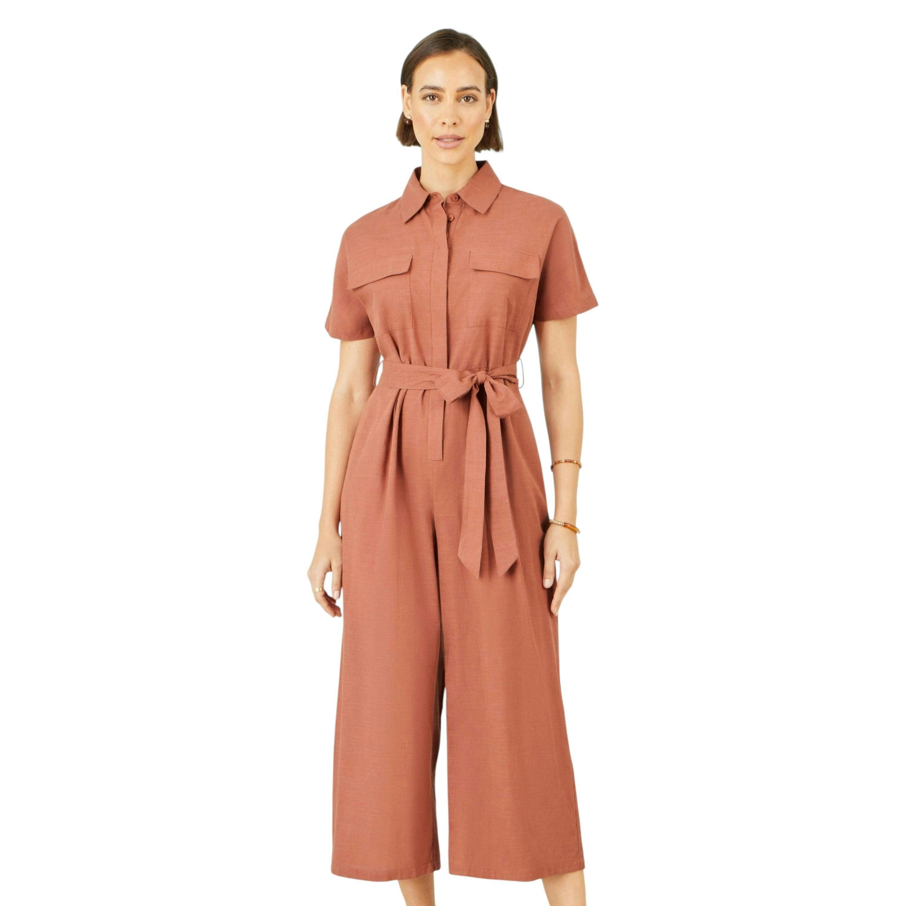 Yumi Brown Utility Relaxed Jumpsuit , view 4 of 5