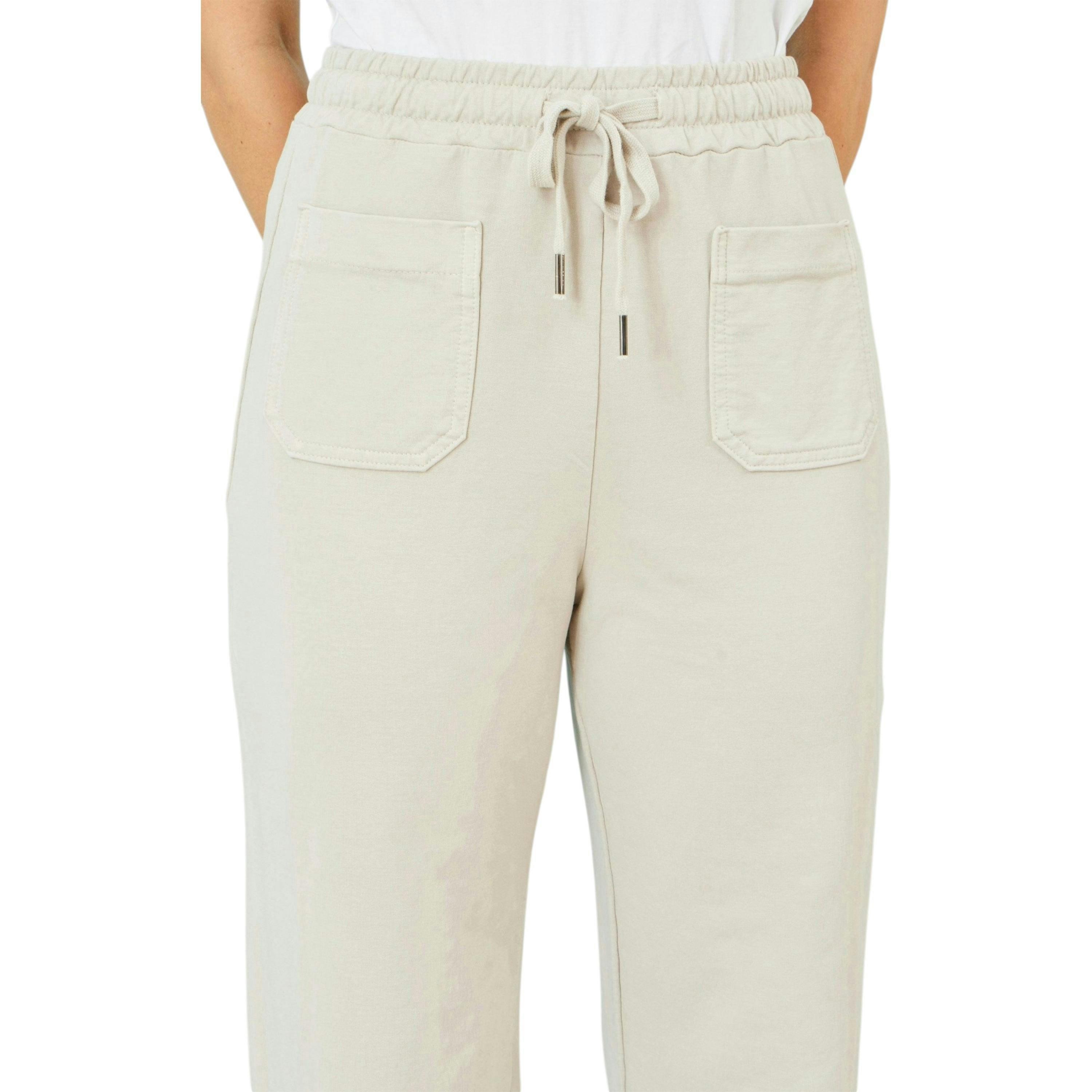 Yumi Cream Relaxed Stretch Wide Leg Trousers With Pockets , view 4 of 4
