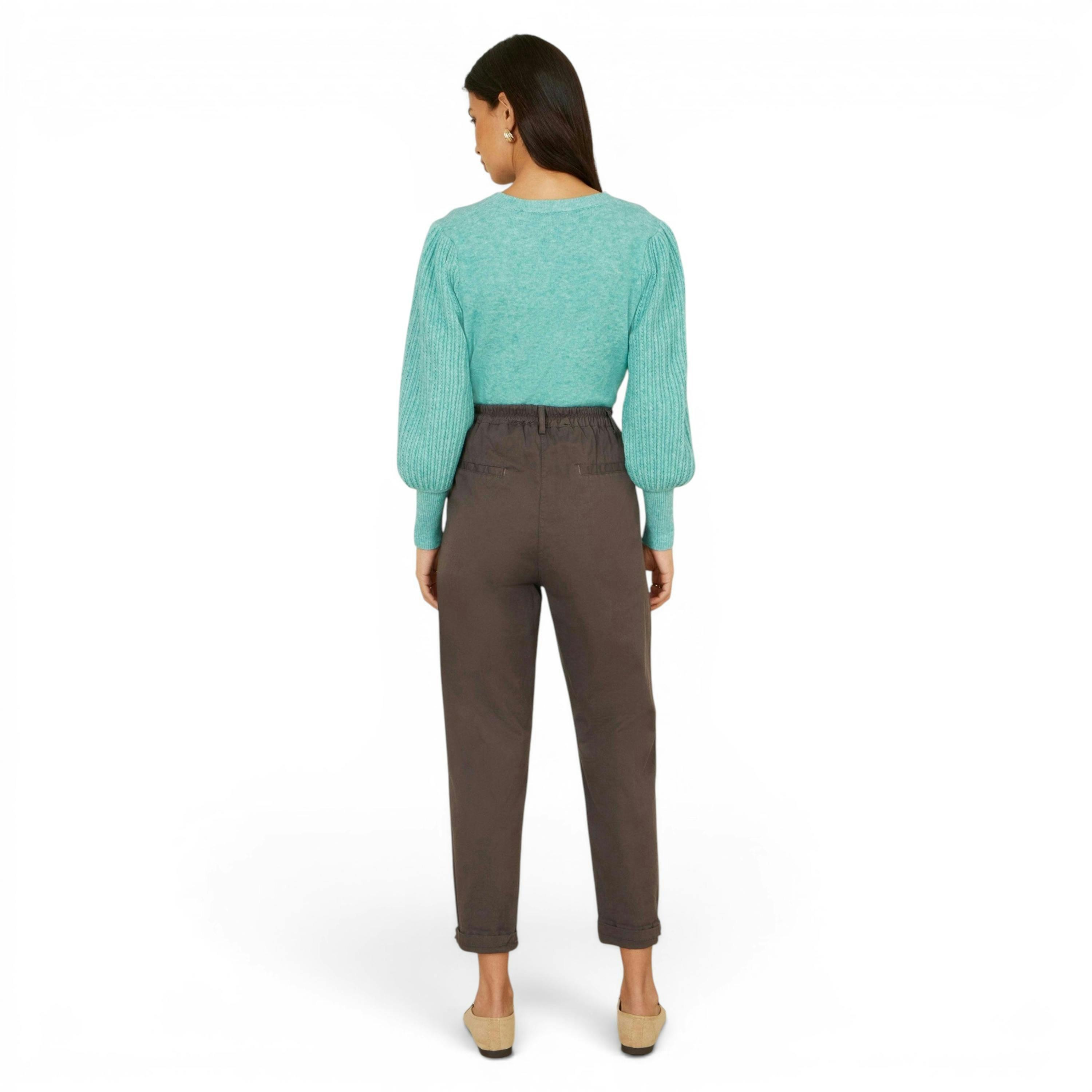 Yumi Brown Cotton Canvas Chino Trousers , view 2 of 4