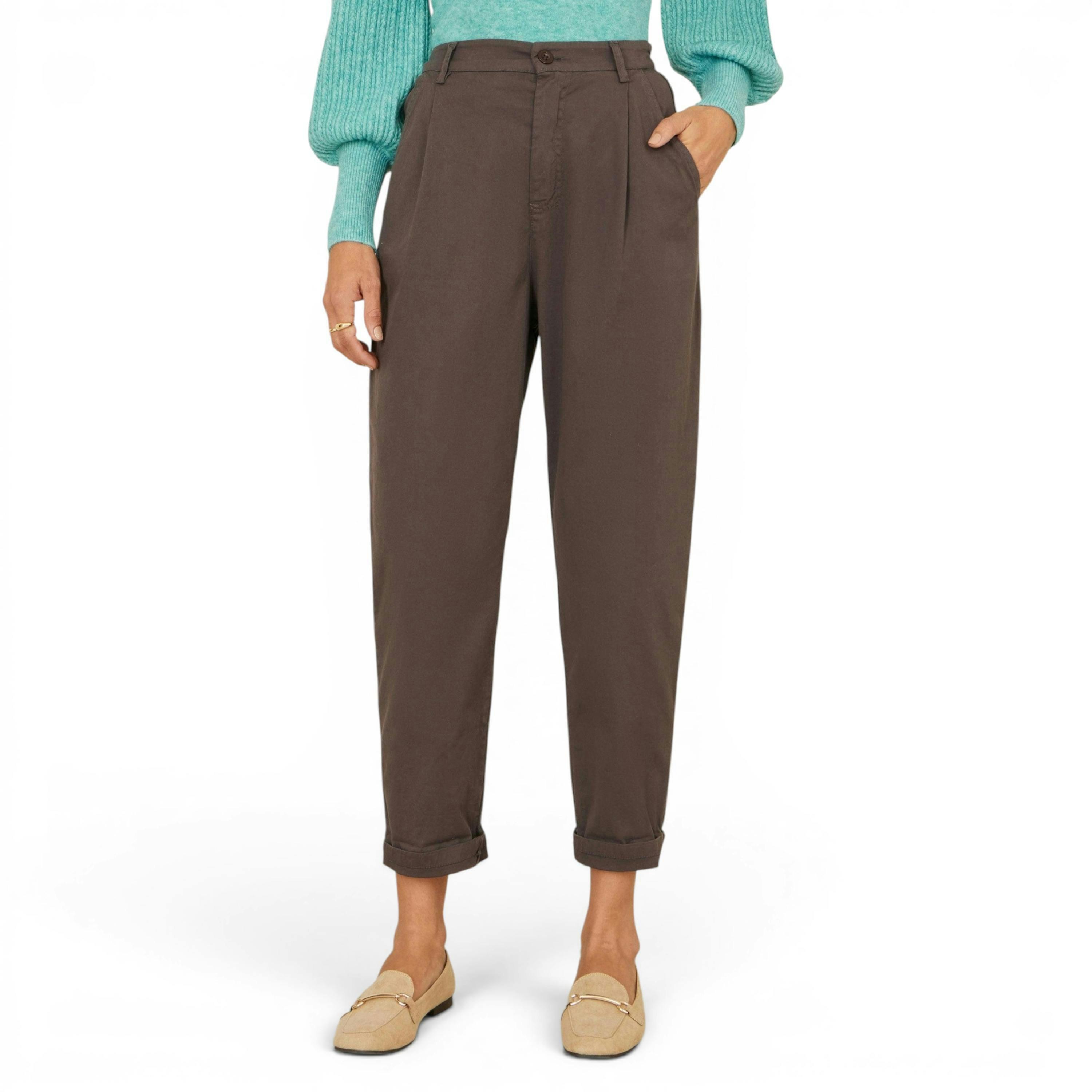 Yumi Brown Cotton Canvas Chino Trousers , view 3 of 4