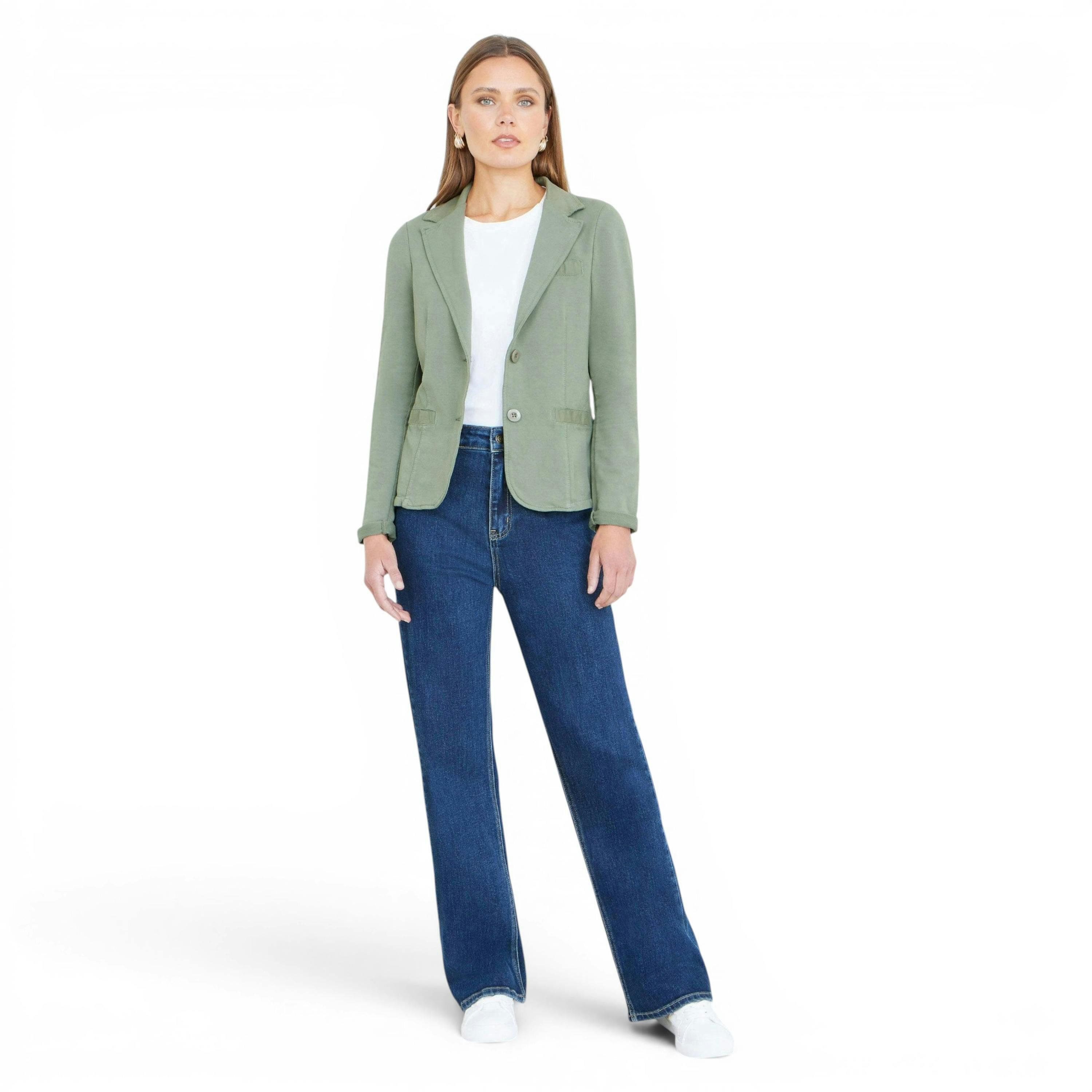 Yumi Green Stretch Cotton Blazer , view 3 of 6