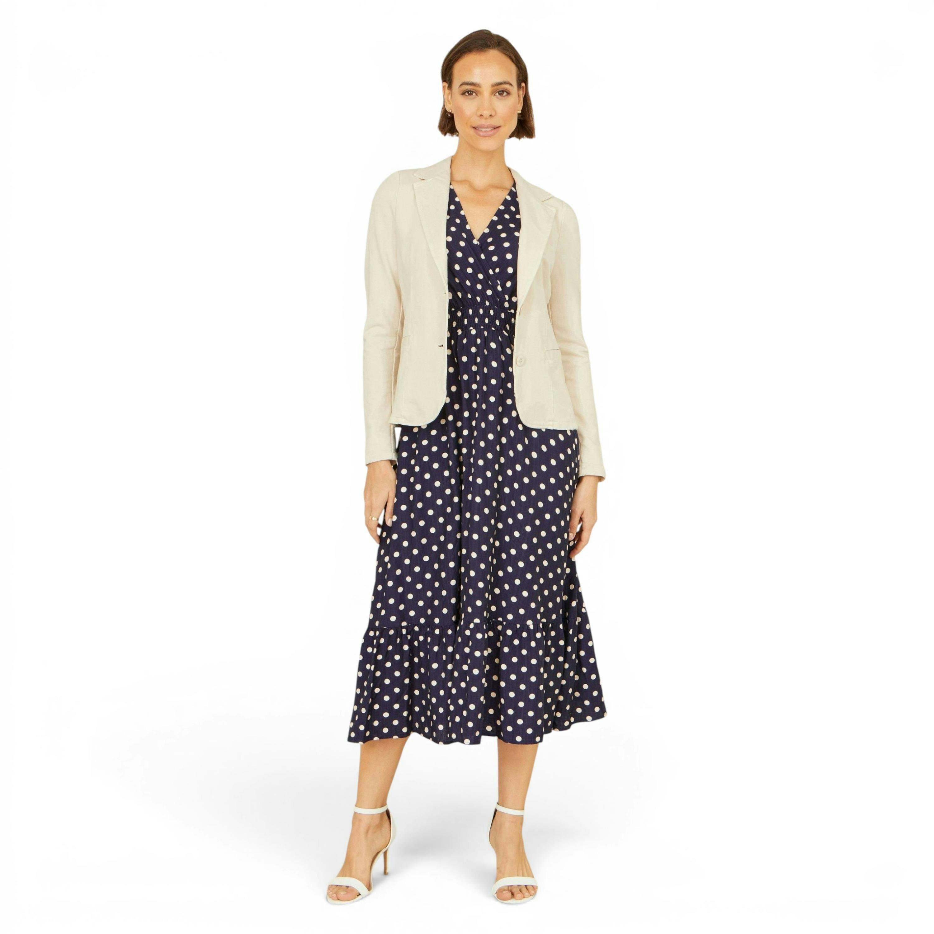 Yumi Beige Stretch Cotton Blazer , view 2 of 6