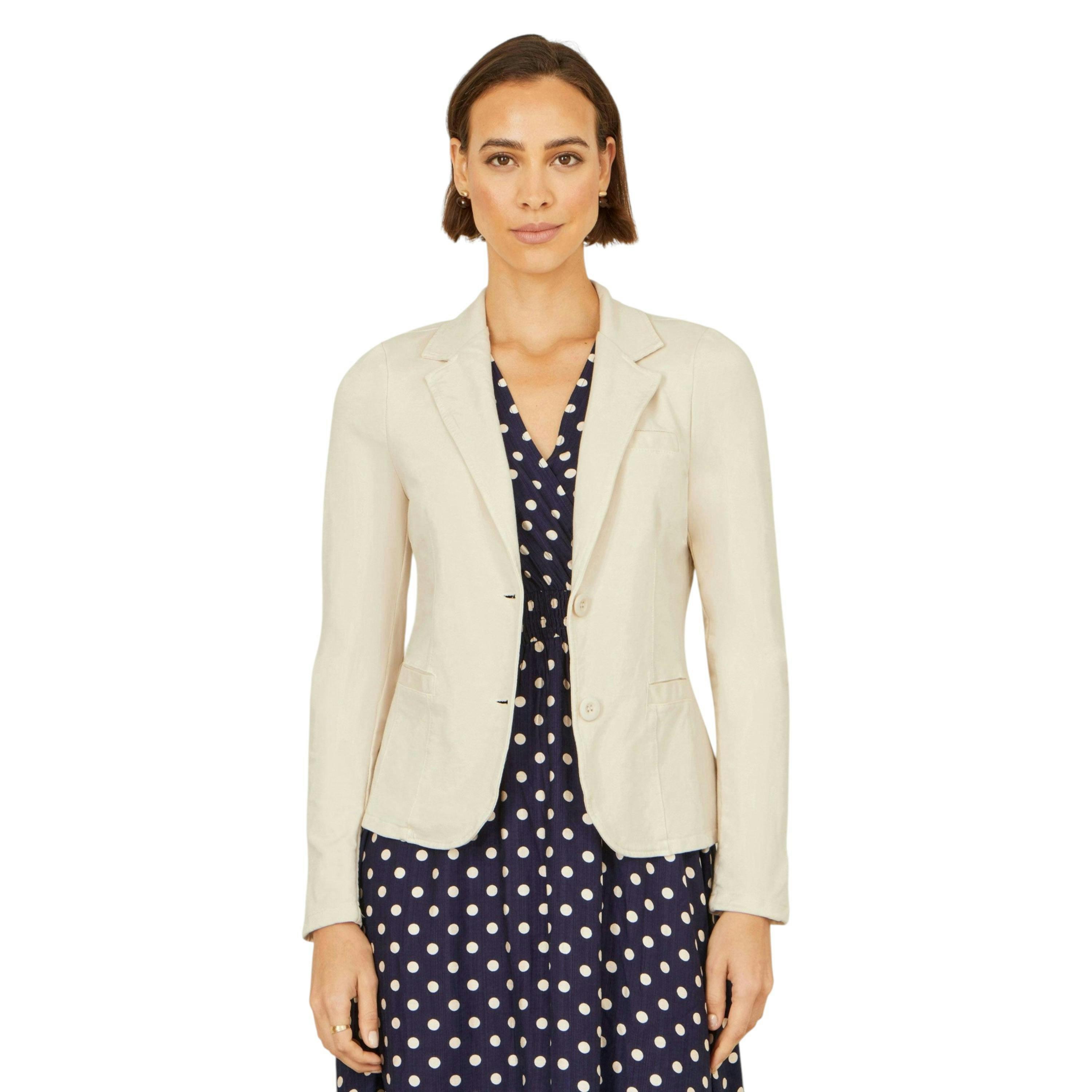 Yumi Beige Stretch Cotton Blazer , view 3 of 6