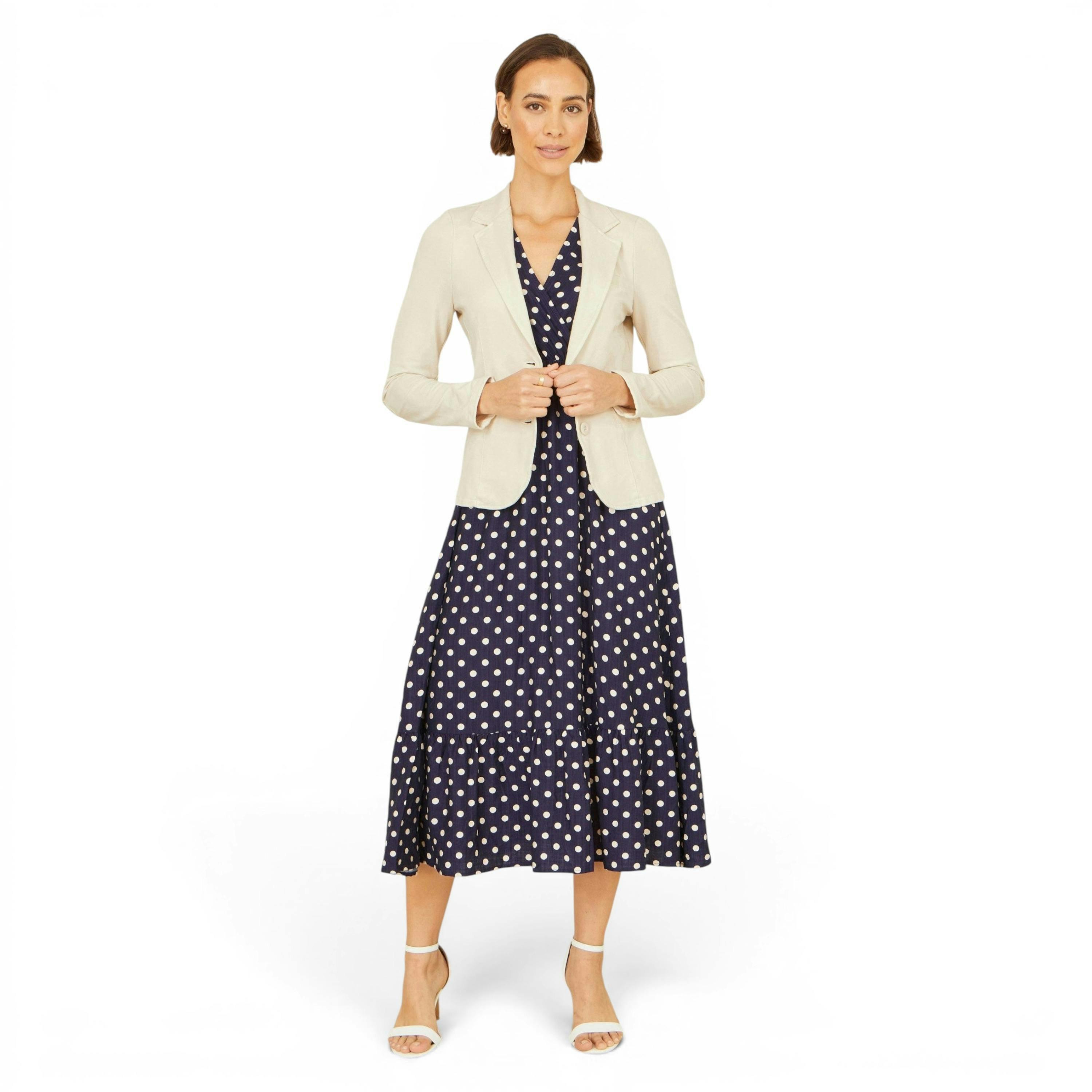 Yumi Beige Stretch Cotton Blazer , view 4 of 6