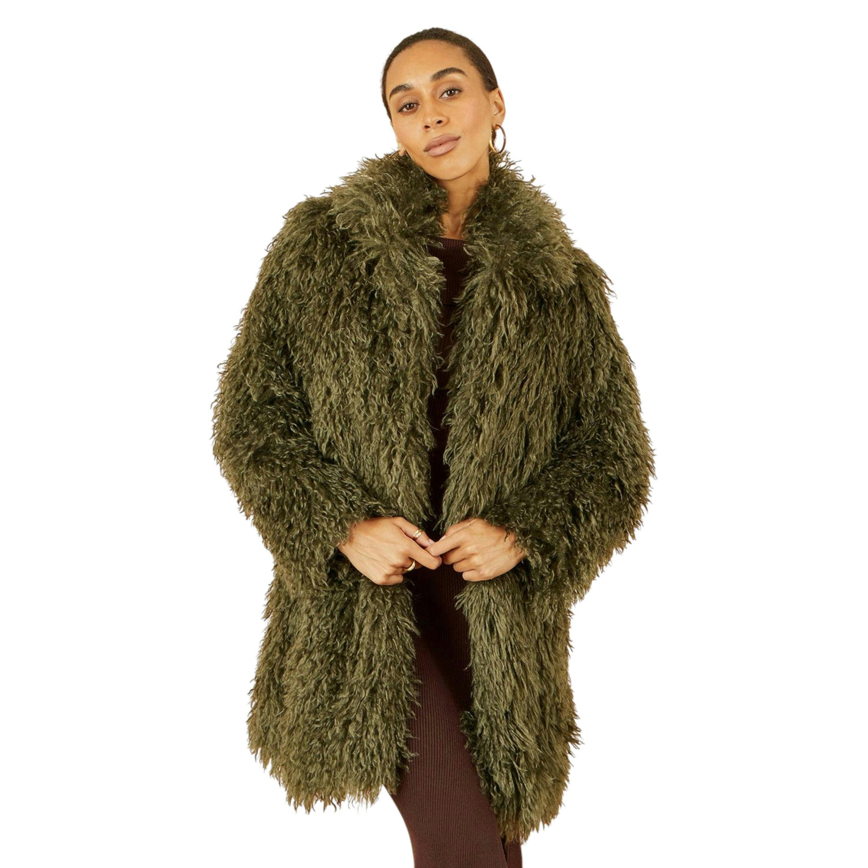 Yumi Green Luxe Long Hair Fur Coat , view 1 of 6