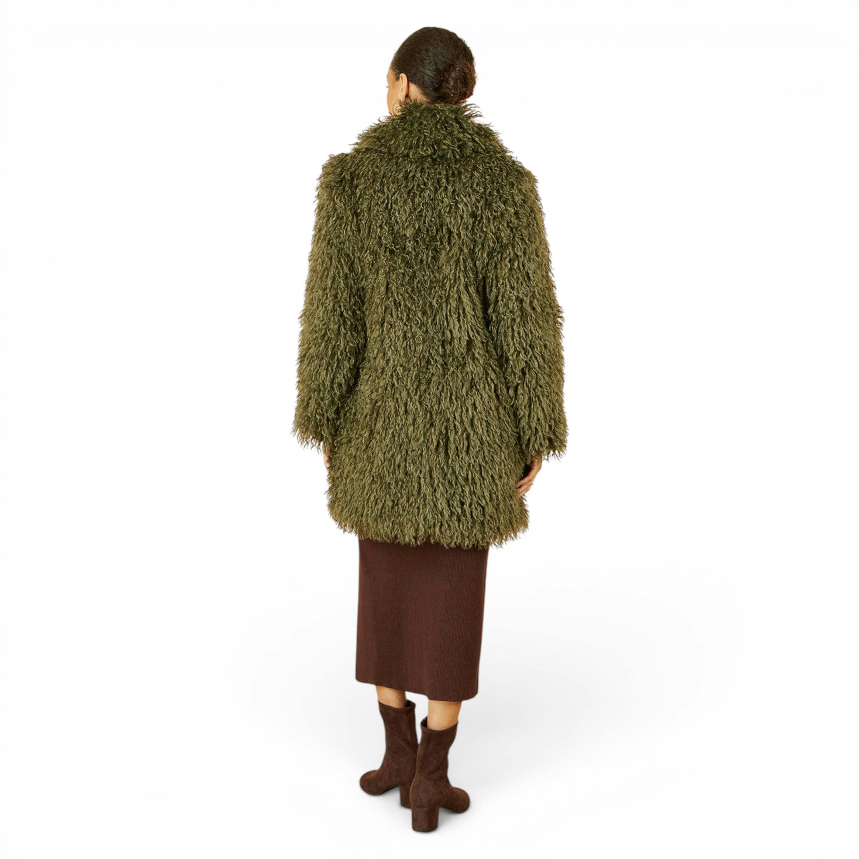 Yumi Green Luxe Long Hair Fur Coat , view 4 of 6