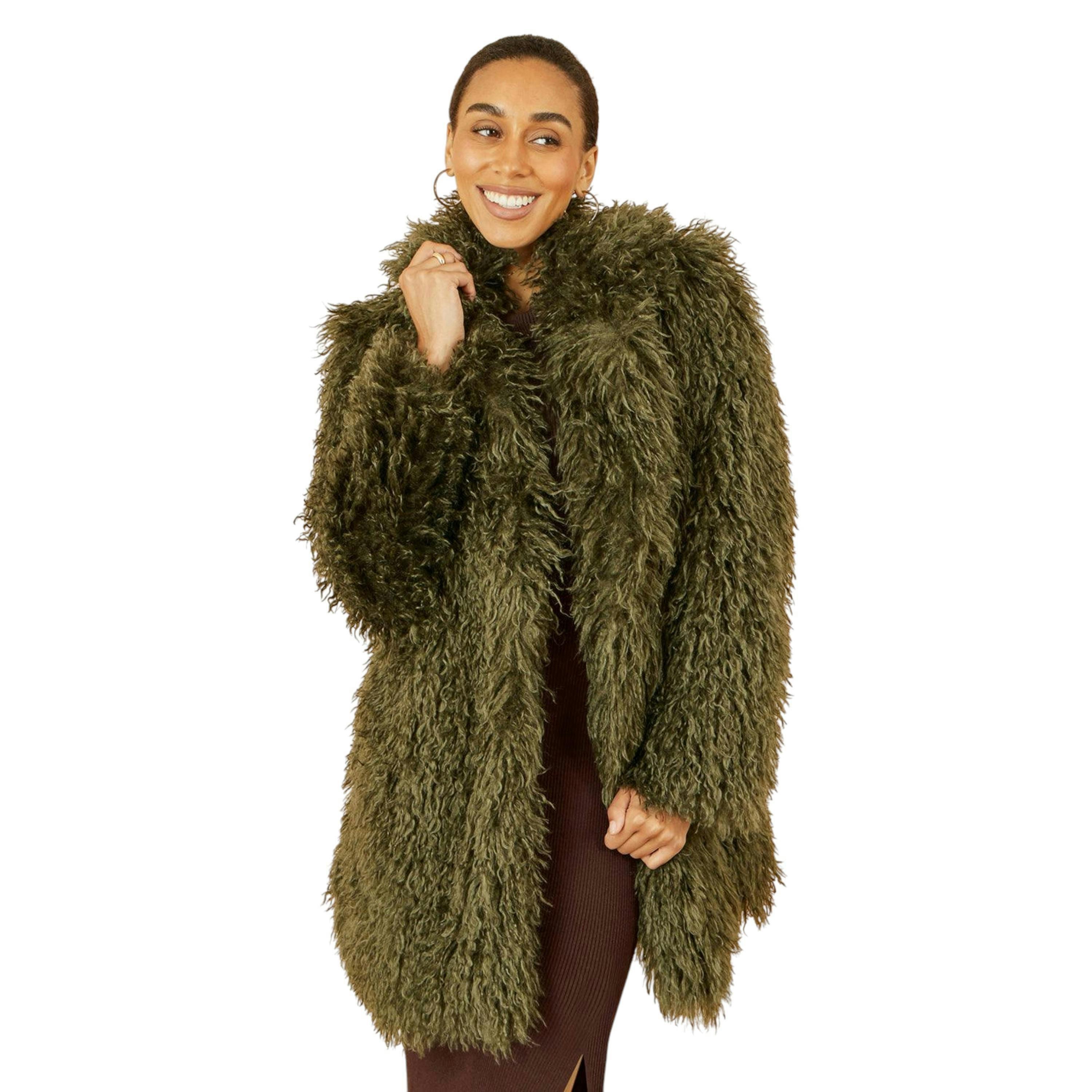 Yumi Green Luxe Long Hair Fur Coat , view 5 of 6